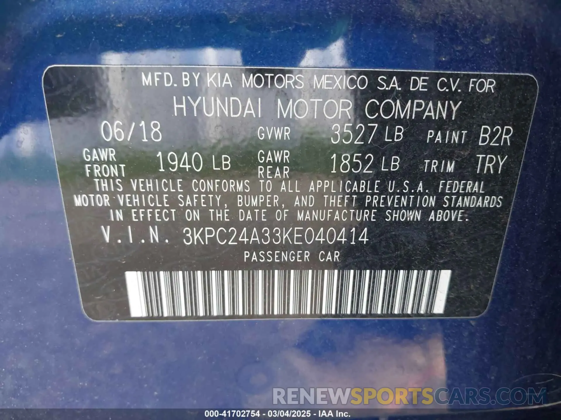 9 fotografías del automóvil dañado 3KPC24A33KE040414 HYUNDAI ACCENT 2019