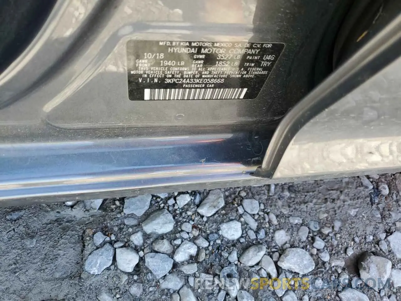 15 fotografías del automóvil dañado 3KPC24A33KE058668 HYUNDAI ACCENT 2019