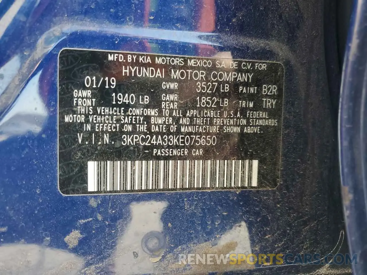 14 fotografías del automóvil dañado 3KPC24A33KE075650 HYUNDAI ACCENT 2019