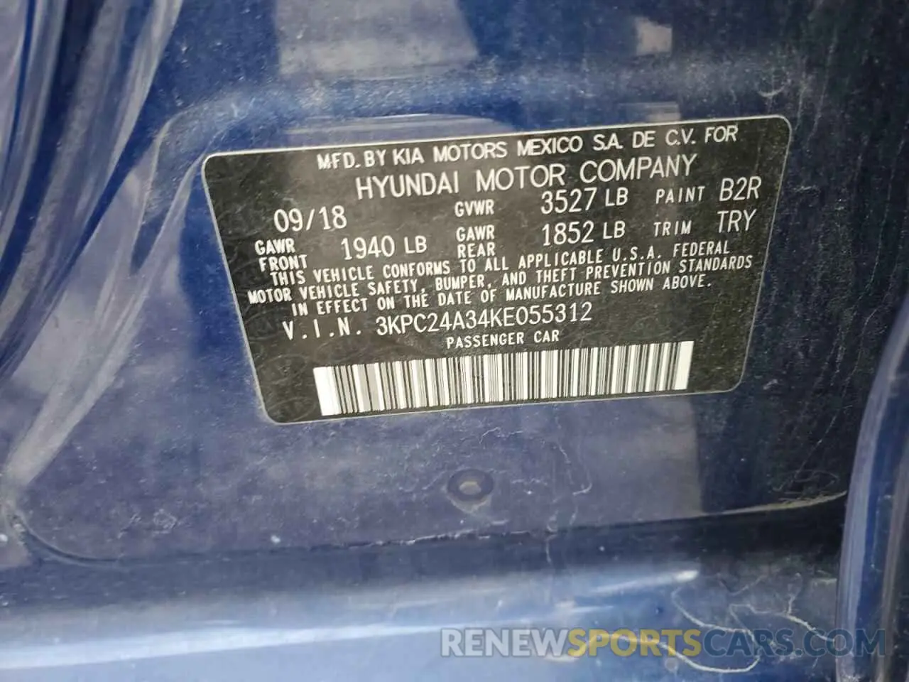 12 fotografías del automóvil dañado 3KPC24A34KE055312 HYUNDAI ACCENT 2019
