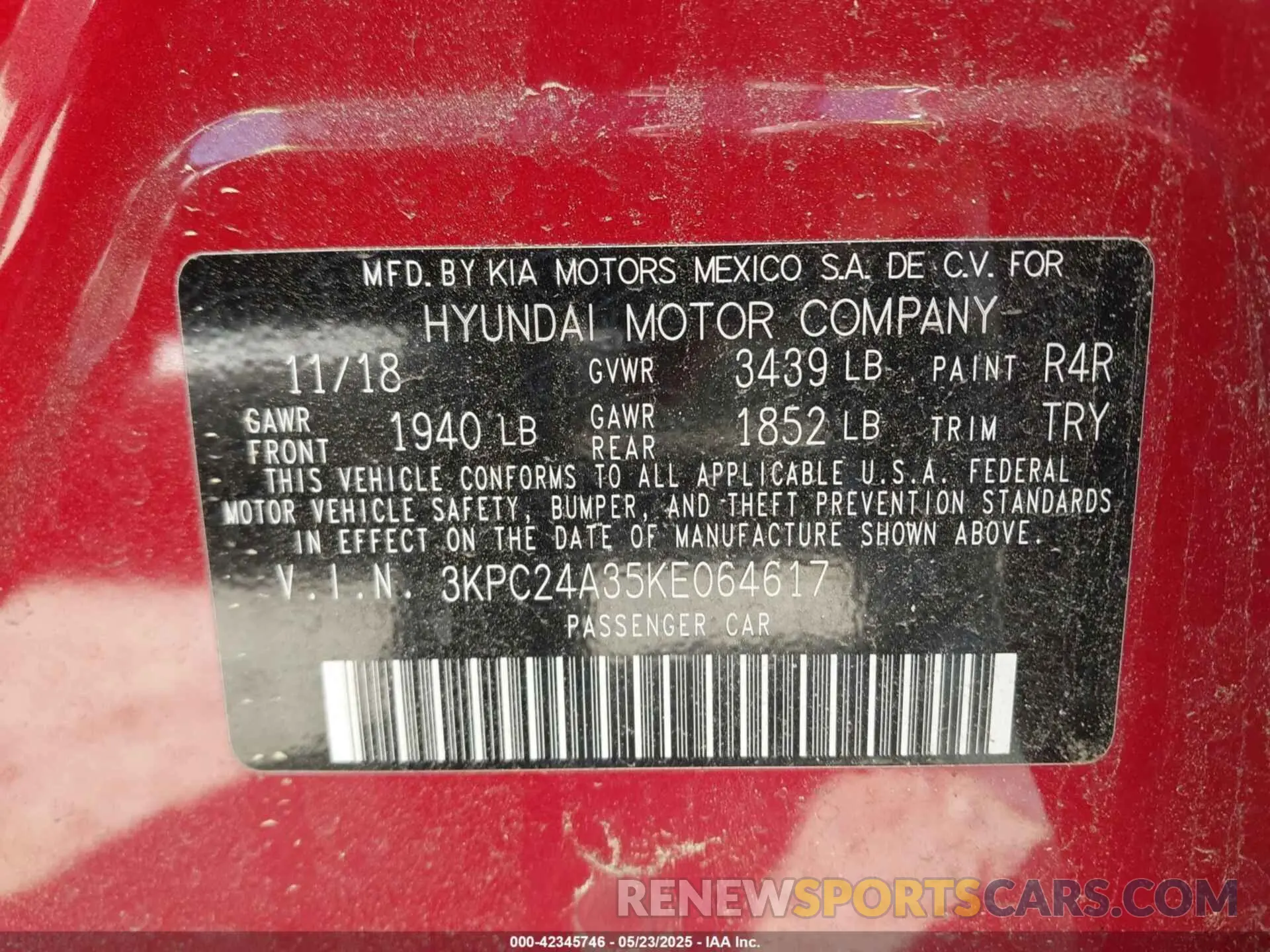 9 fotografías del automóvil dañado 3KPC24A35KE064617 HYUNDAI ACCENT 2019