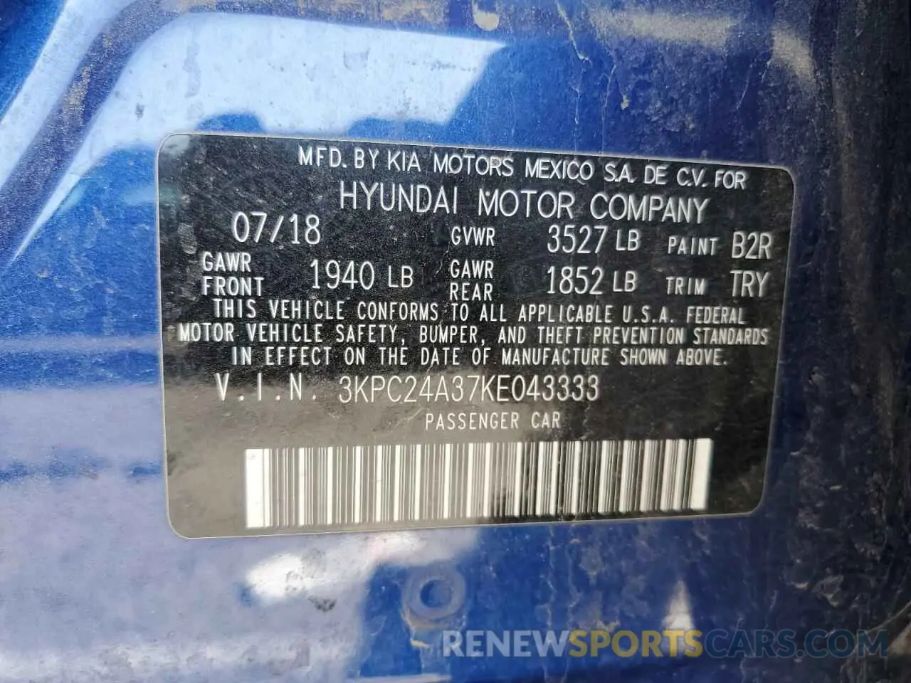 13 fotografías del automóvil dañado 3KPC24A37KE043333 HYUNDAI ACCENT 2019