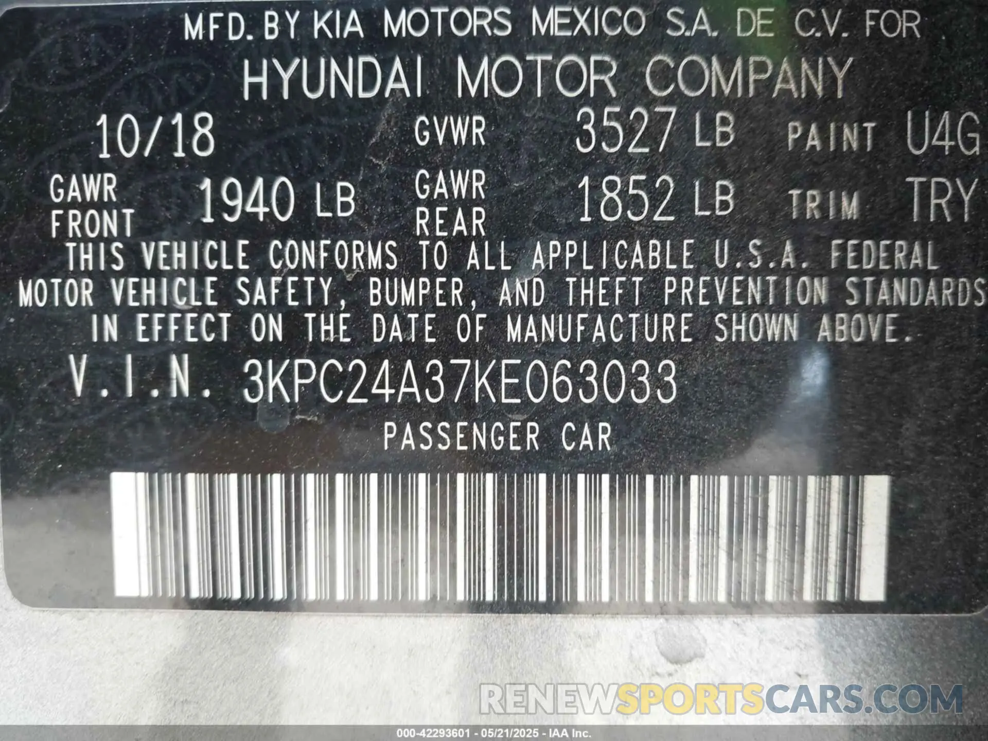 9 fotografías del automóvil dañado 3KPC24A37KE063033 HYUNDAI ACCENT 2019
