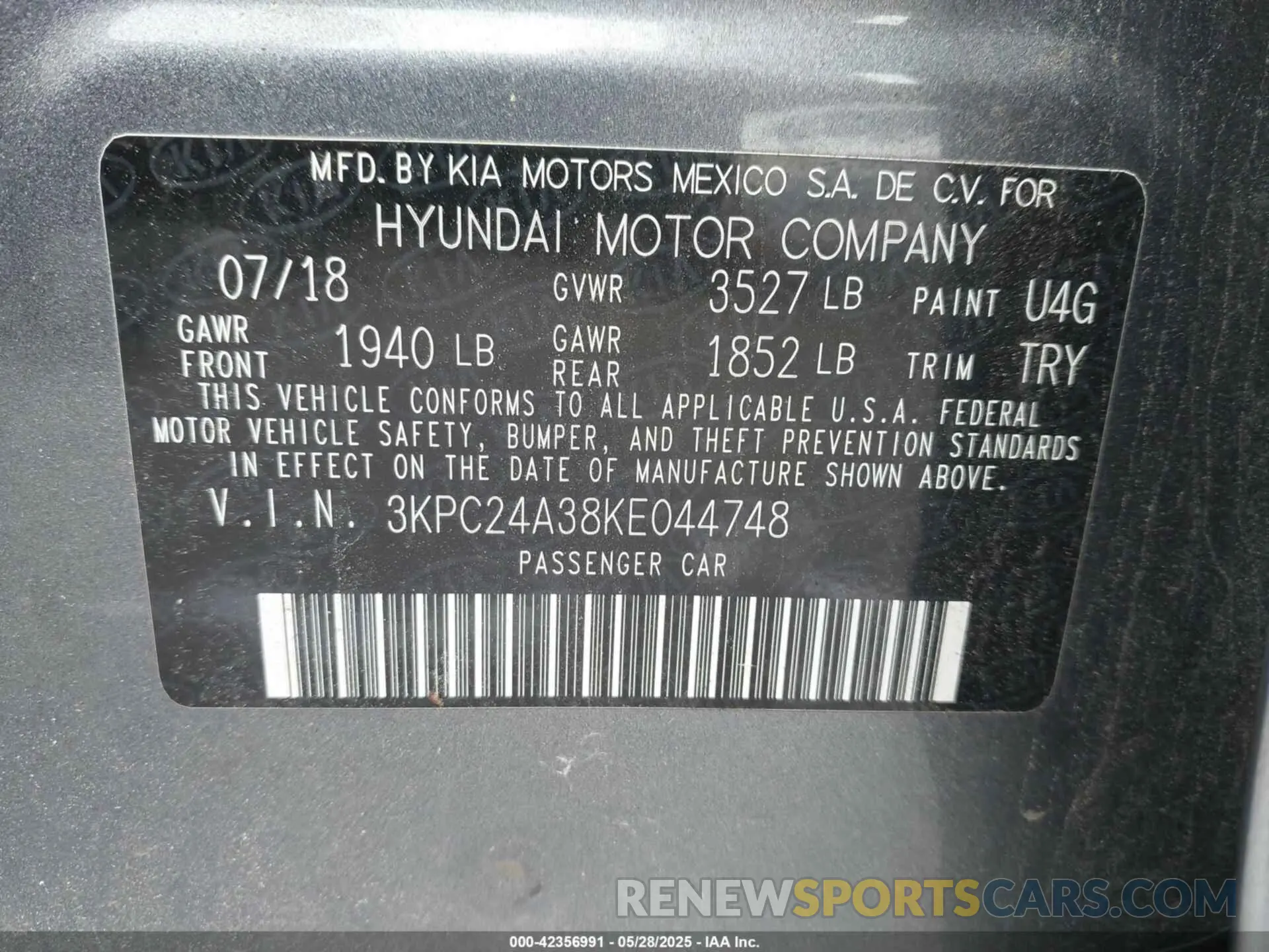 9 fotografías del automóvil dañado 3KPC24A38KE044748 HYUNDAI ACCENT 2019