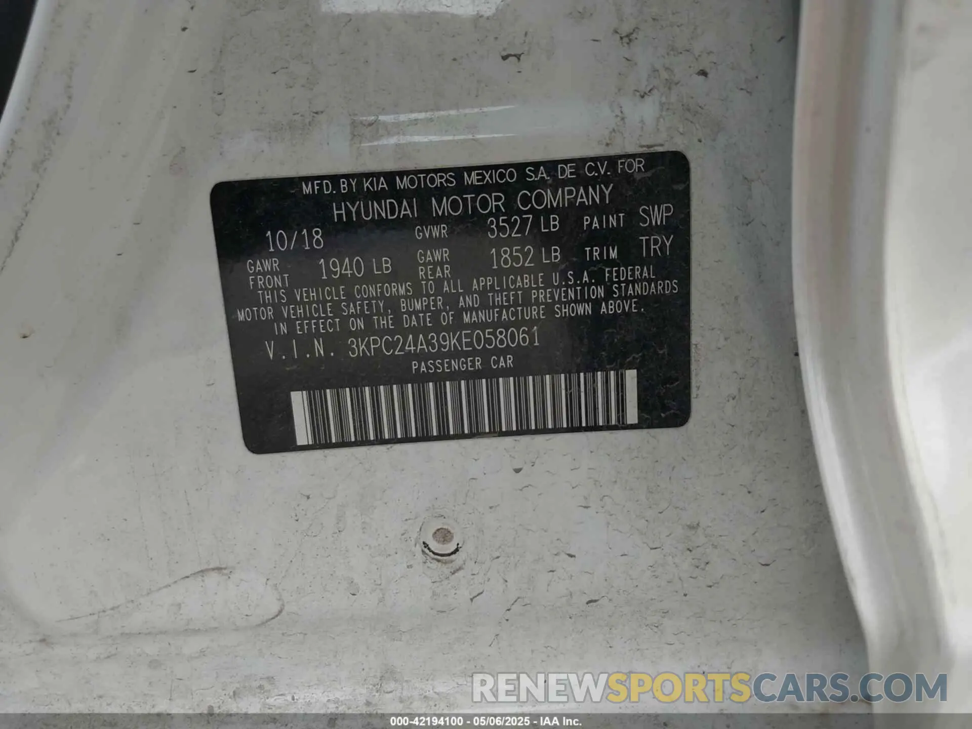 9 fotografías del automóvil dañado 3KPC24A39KE058061 HYUNDAI ACCENT 2019