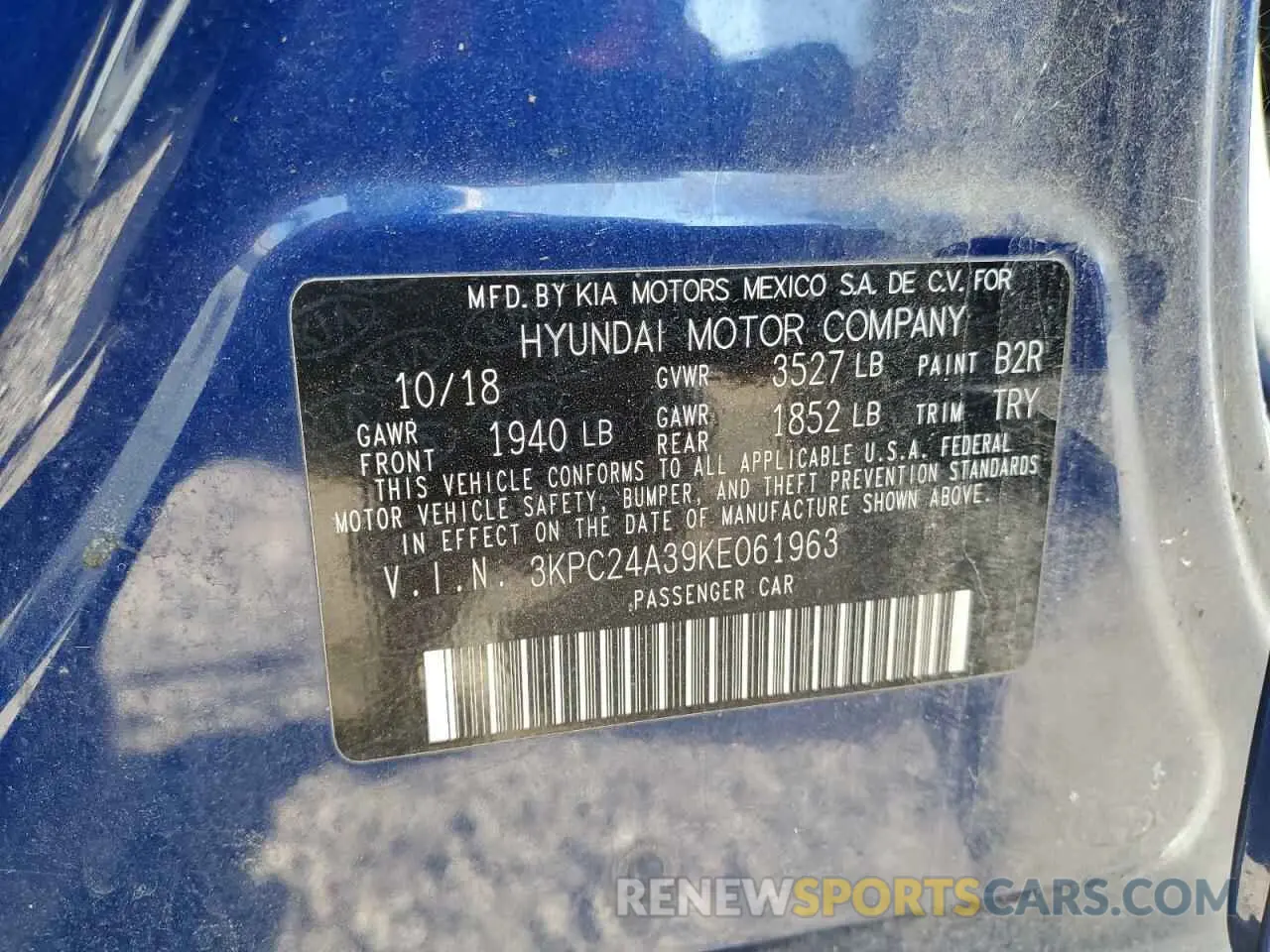 15 fotografías del automóvil dañado 3KPC24A39KE061963 HYUNDAI ACCENT 2019