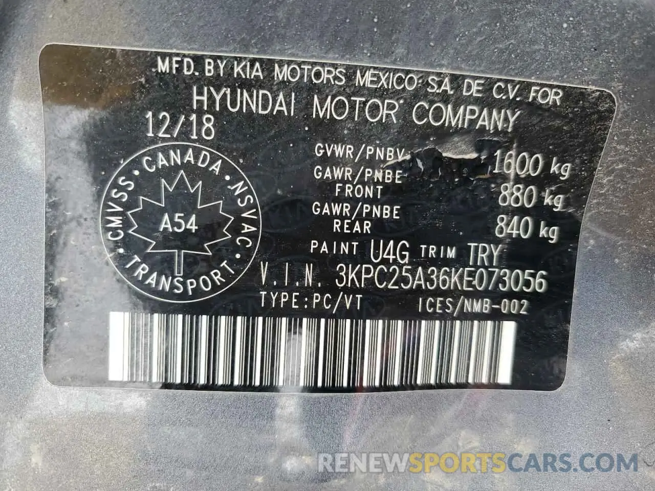 12 fotografías del automóvil dañado 3KPC25A36KE073056 HYUNDAI ACCENT 2019