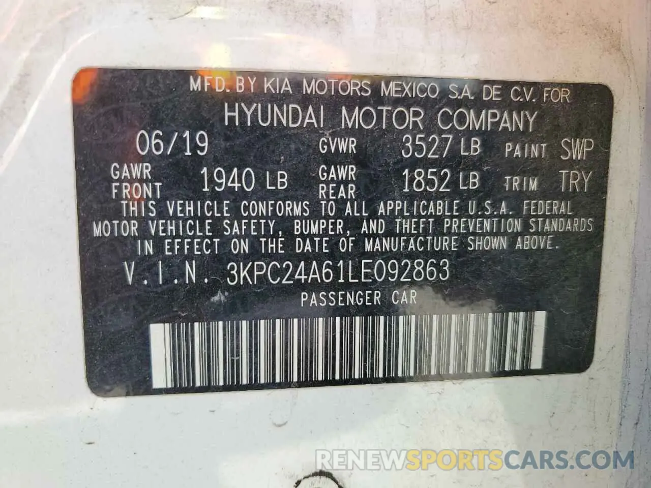 13 fotografías del automóvil dañado 3KPC24A61LE092863 HYUNDAI ACCENT 2020
