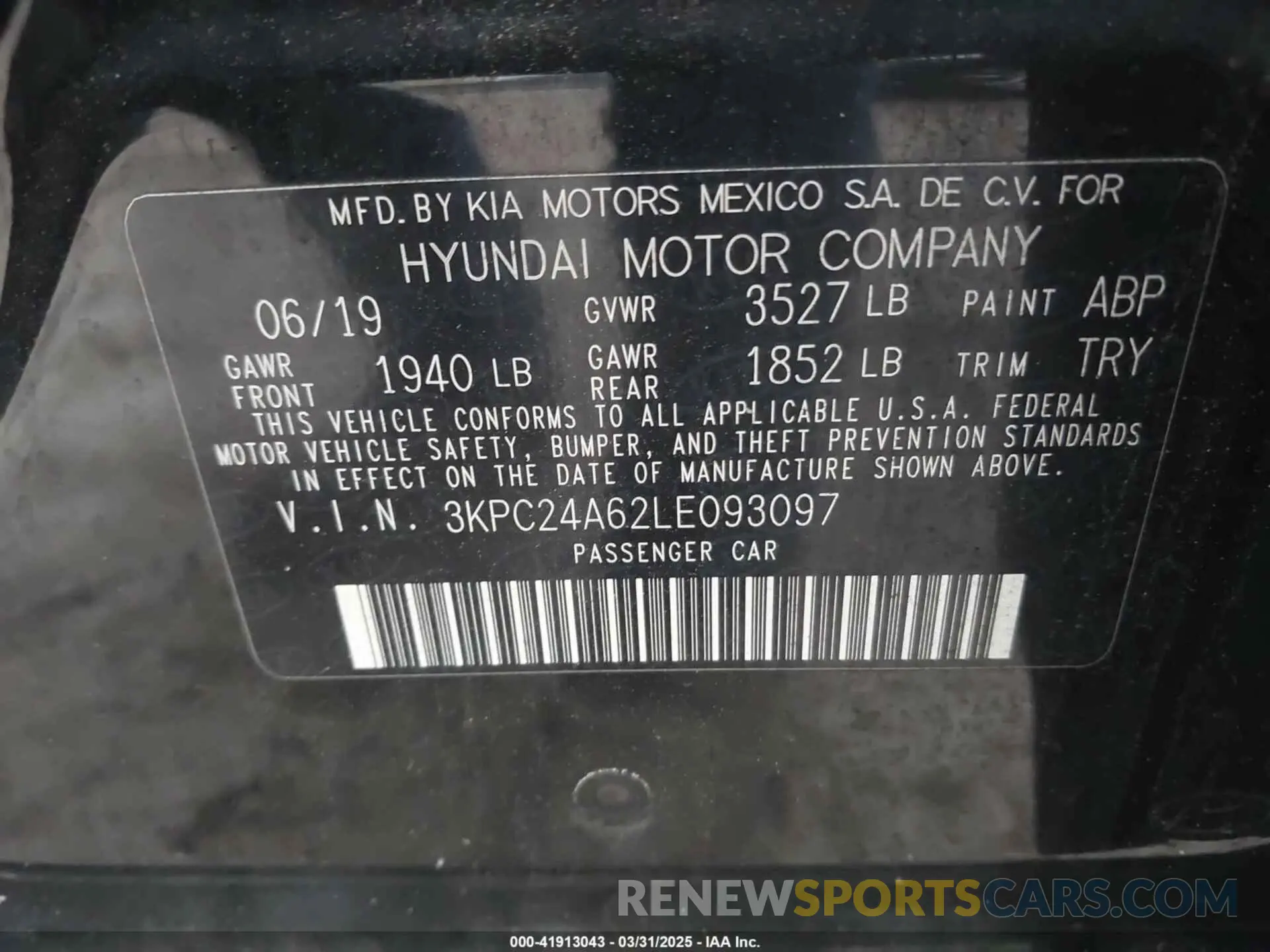 9 fotografías del automóvil dañado 3KPC24A62LE093097 HYUNDAI ACCENT 2020