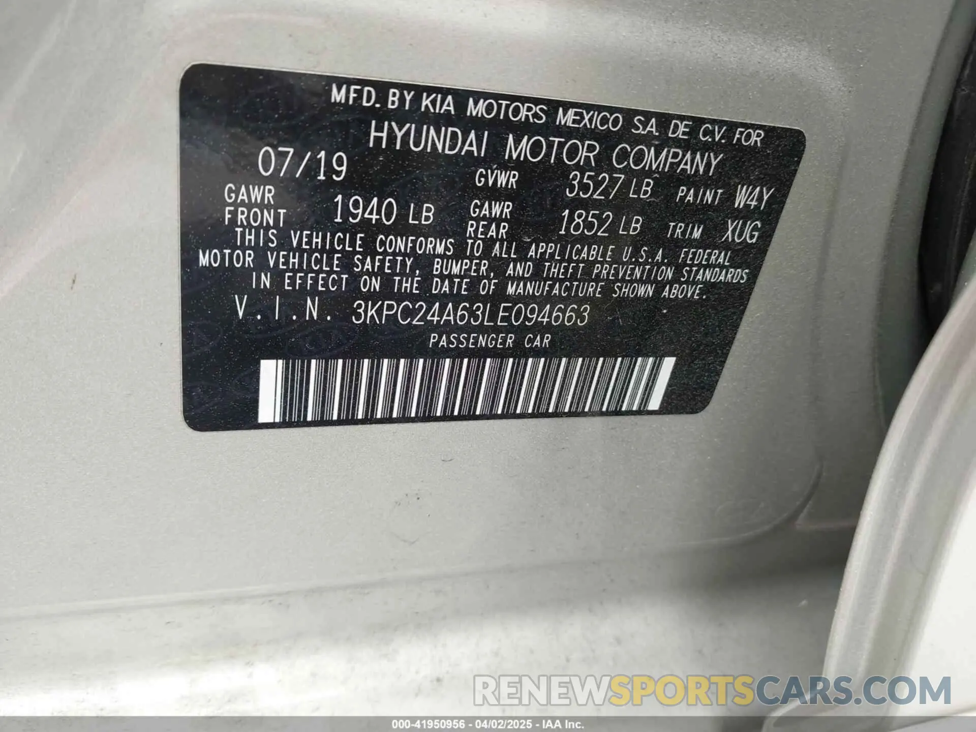 9 fotografías del automóvil dañado 3KPC24A63LE094663 HYUNDAI ACCENT 2020