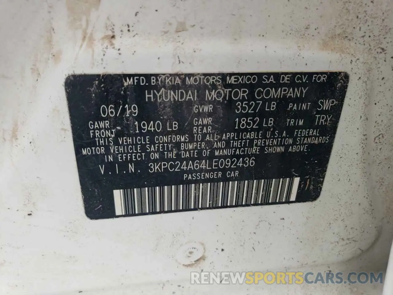 13 fotografías del automóvil dañado 3KPC24A64LE092436 HYUNDAI ACCENT 2020