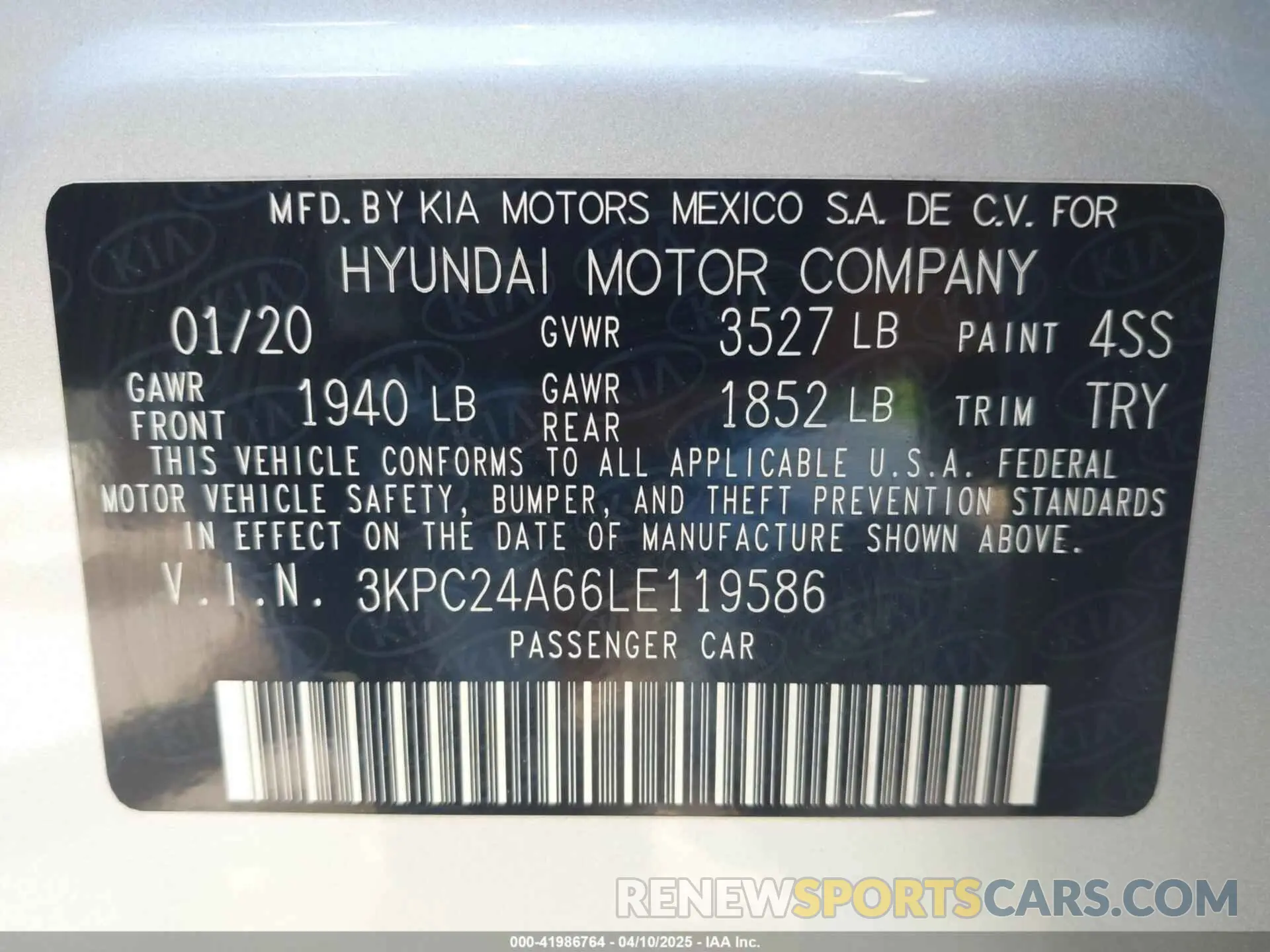 9 fotografías del automóvil dañado 3KPC24A66LE119586 HYUNDAI ACCENT 2020