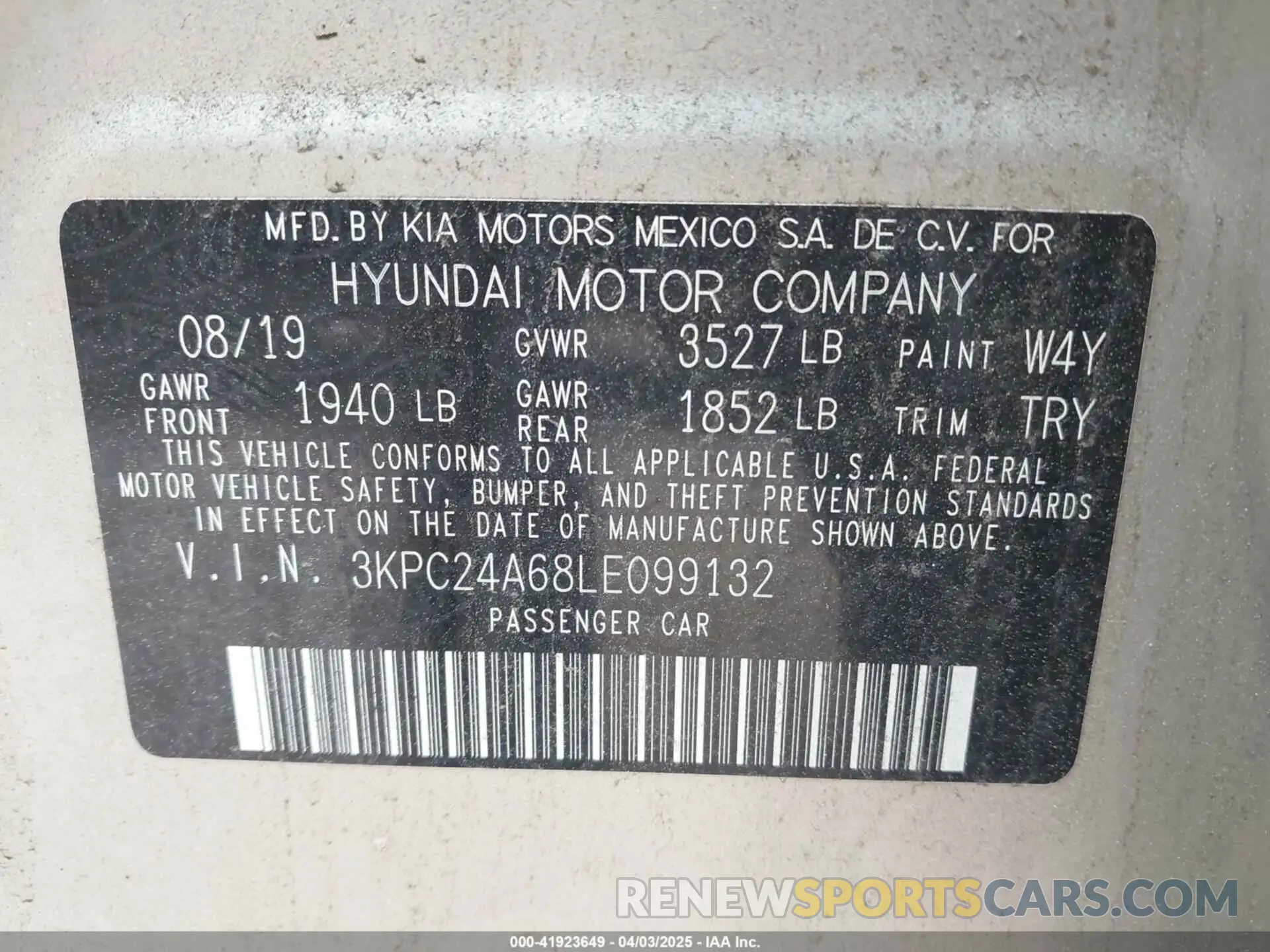 9 fotografías del automóvil dañado 3KPC24A68LE099132 HYUNDAI ACCENT 2020