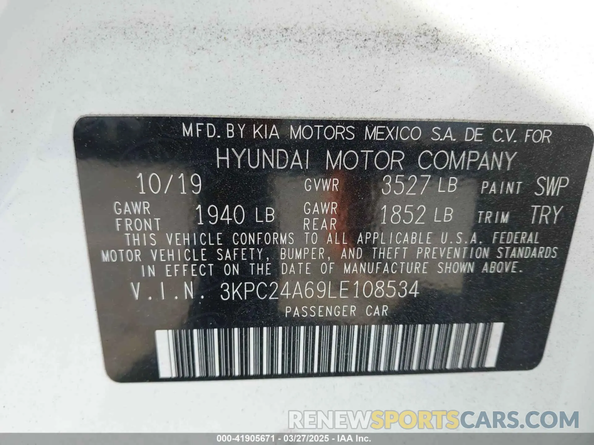 9 fotografías del automóvil dañado 3KPC24A69LE108534 HYUNDAI ACCENT 2020
