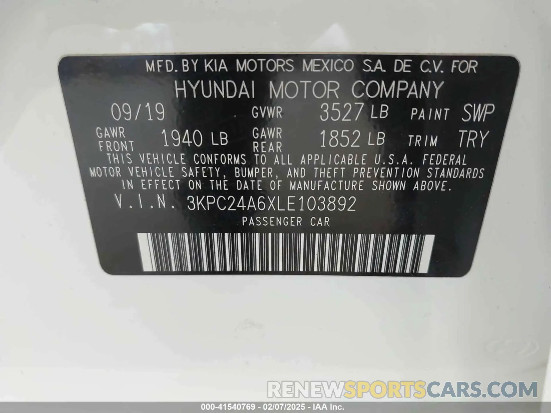 9 fotografías del automóvil dañado 3KPC24A6XLE103892 HYUNDAI ACCENT 2020