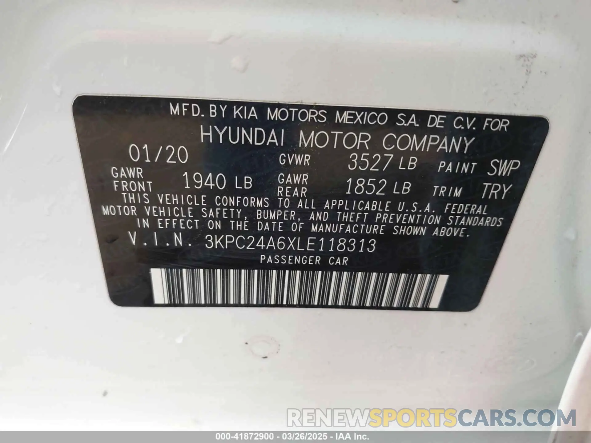 9 fotografías del automóvil dañado 3KPC24A6XLE118313 HYUNDAI ACCENT 2020