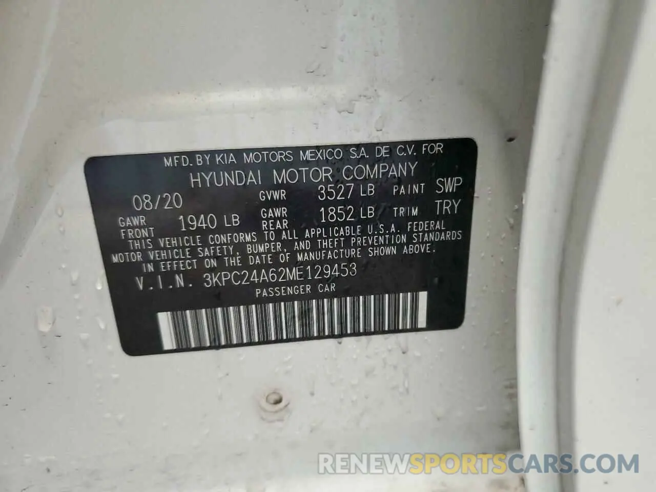 14 fotografías del automóvil dañado 3KPC24A62ME129453 HYUNDAI ACCENT 2021