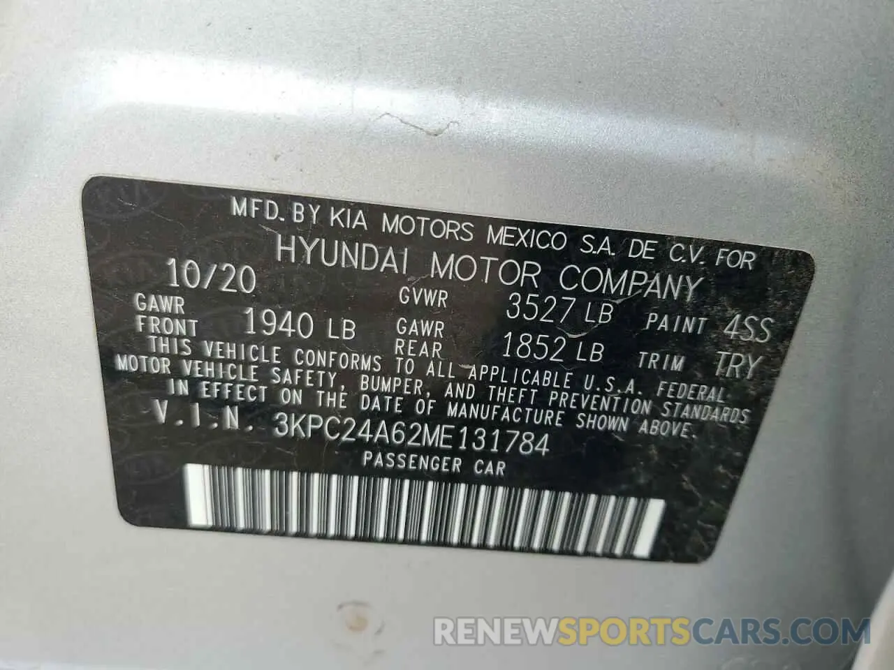 12 fotografías del automóvil dañado 3KPC24A62ME131784 HYUNDAI ACCENT 2021
