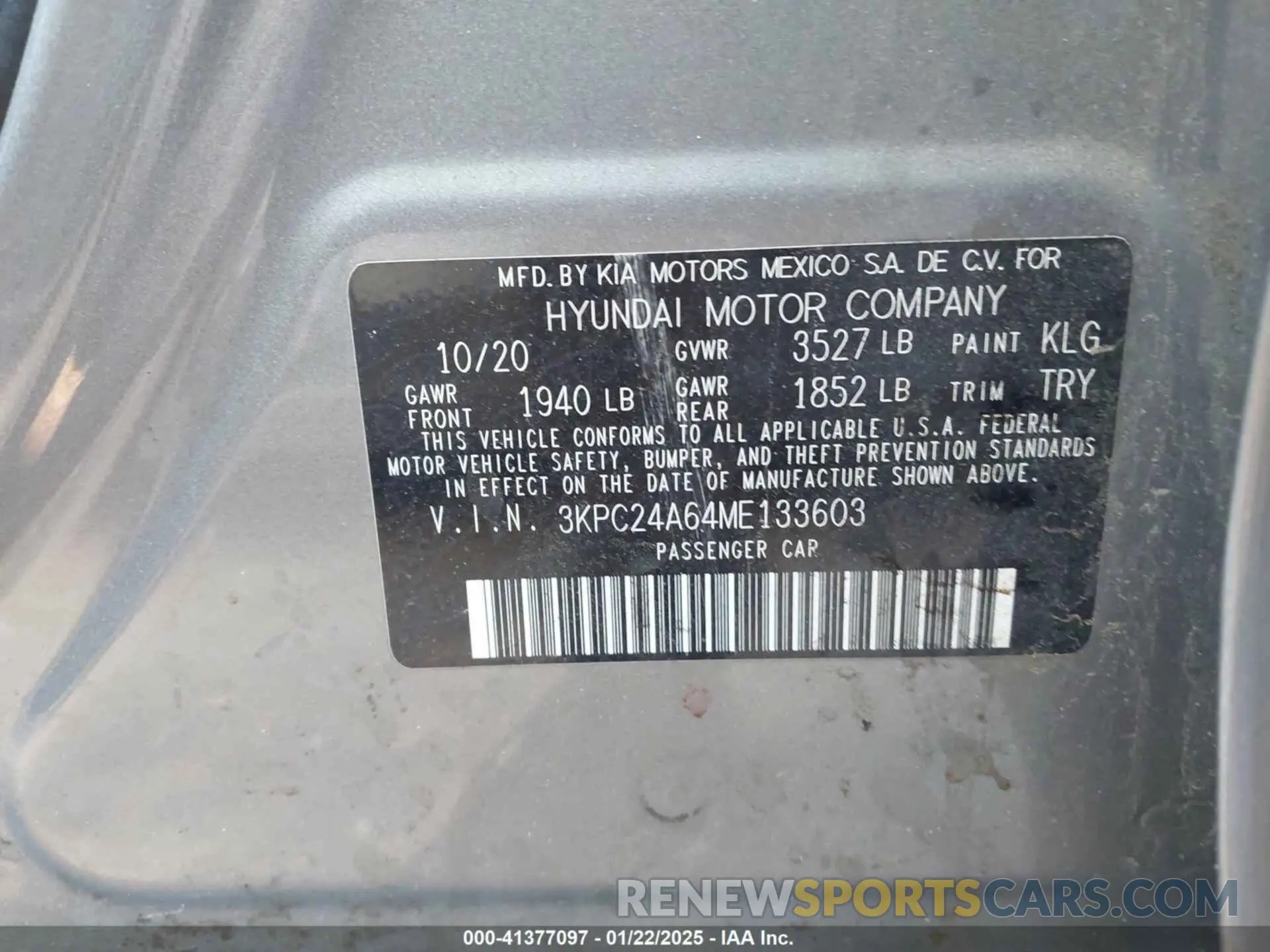 9 fotografías del automóvil dañado 3KPC24A64ME133603 HYUNDAI ACCENT 2021