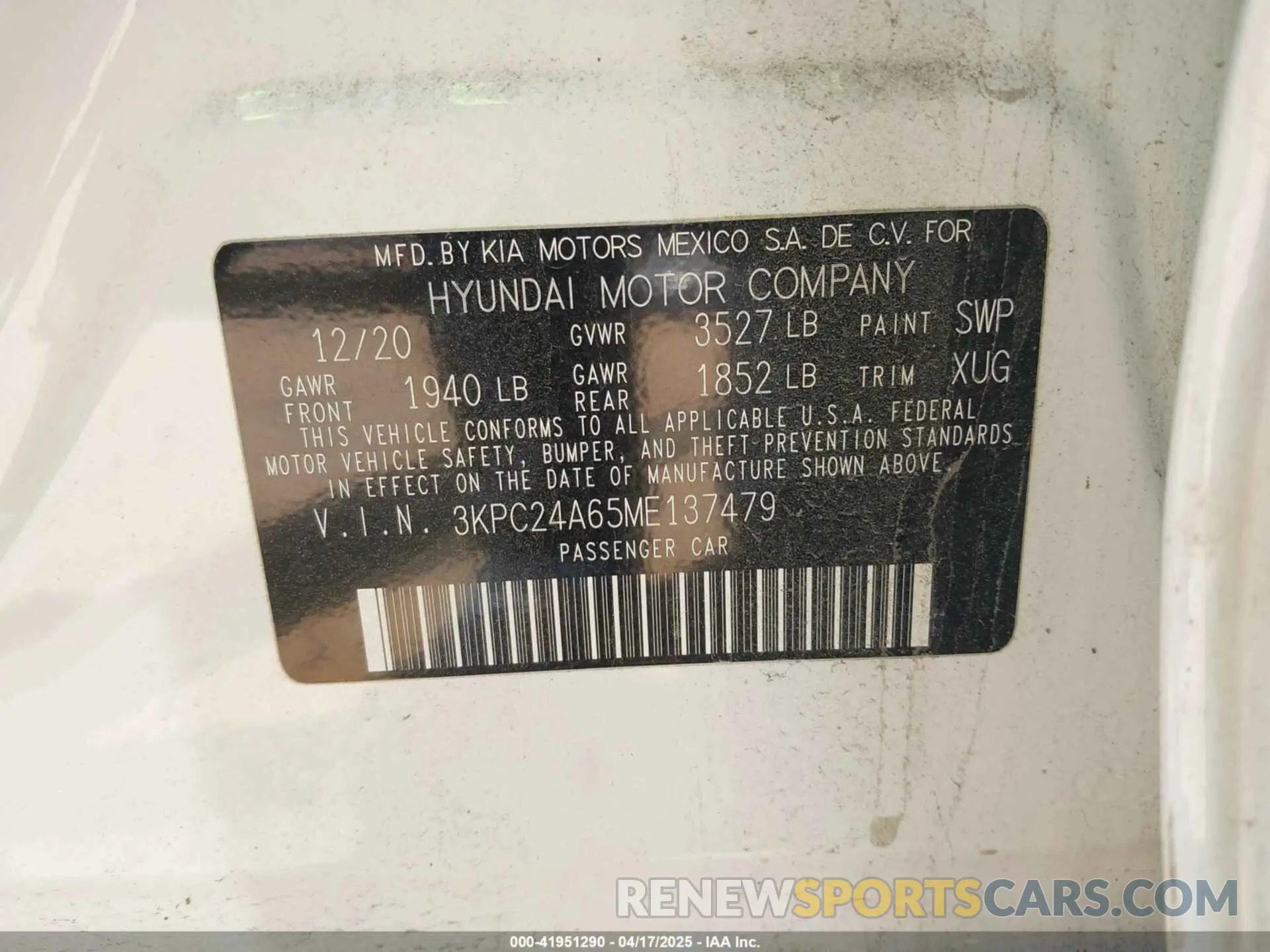 9 fotografías del automóvil dañado 3KPC24A65ME137479 HYUNDAI ACCENT 2021