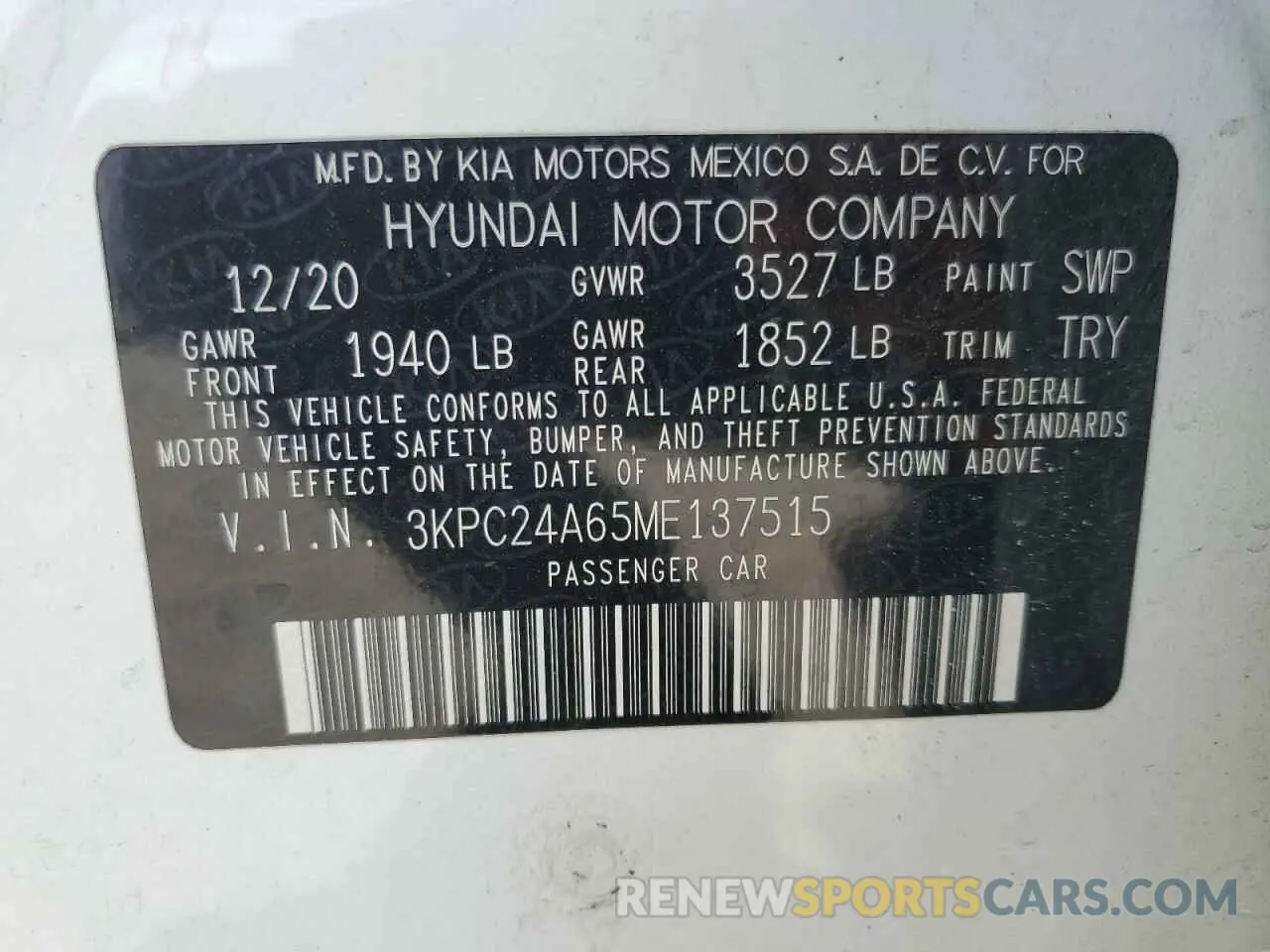 14 fotografías del automóvil dañado 3KPC24A65ME137515 HYUNDAI ACCENT 2021