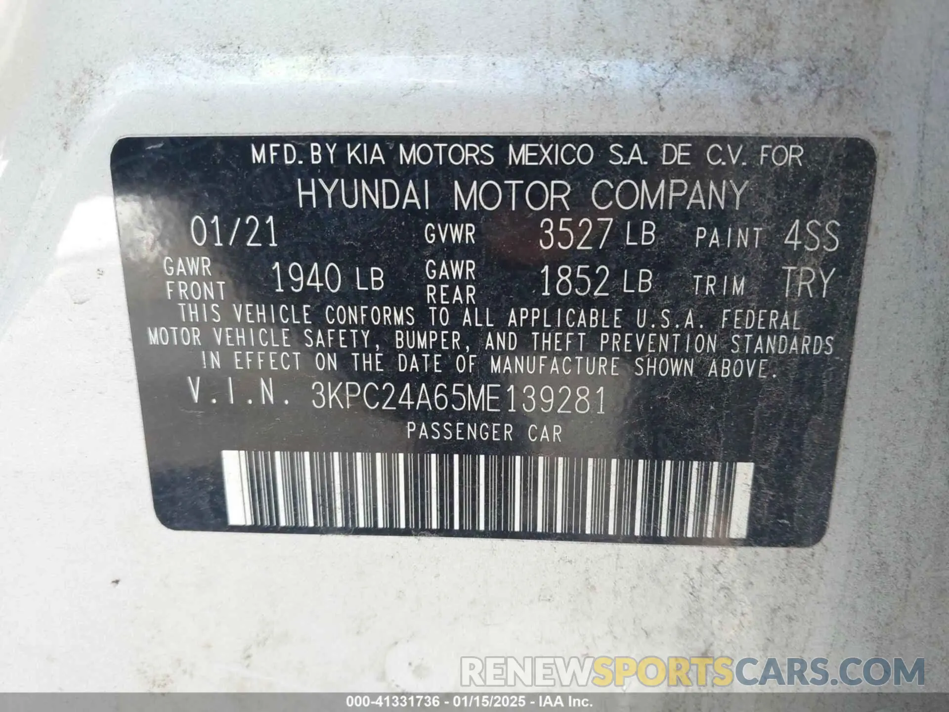 9 fotografías del automóvil dañado 3KPC24A65ME139281 HYUNDAI ACCENT 2021