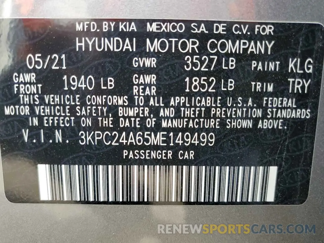 12 fotografías del automóvil dañado 3KPC24A65ME149499 HYUNDAI ACCENT 2021