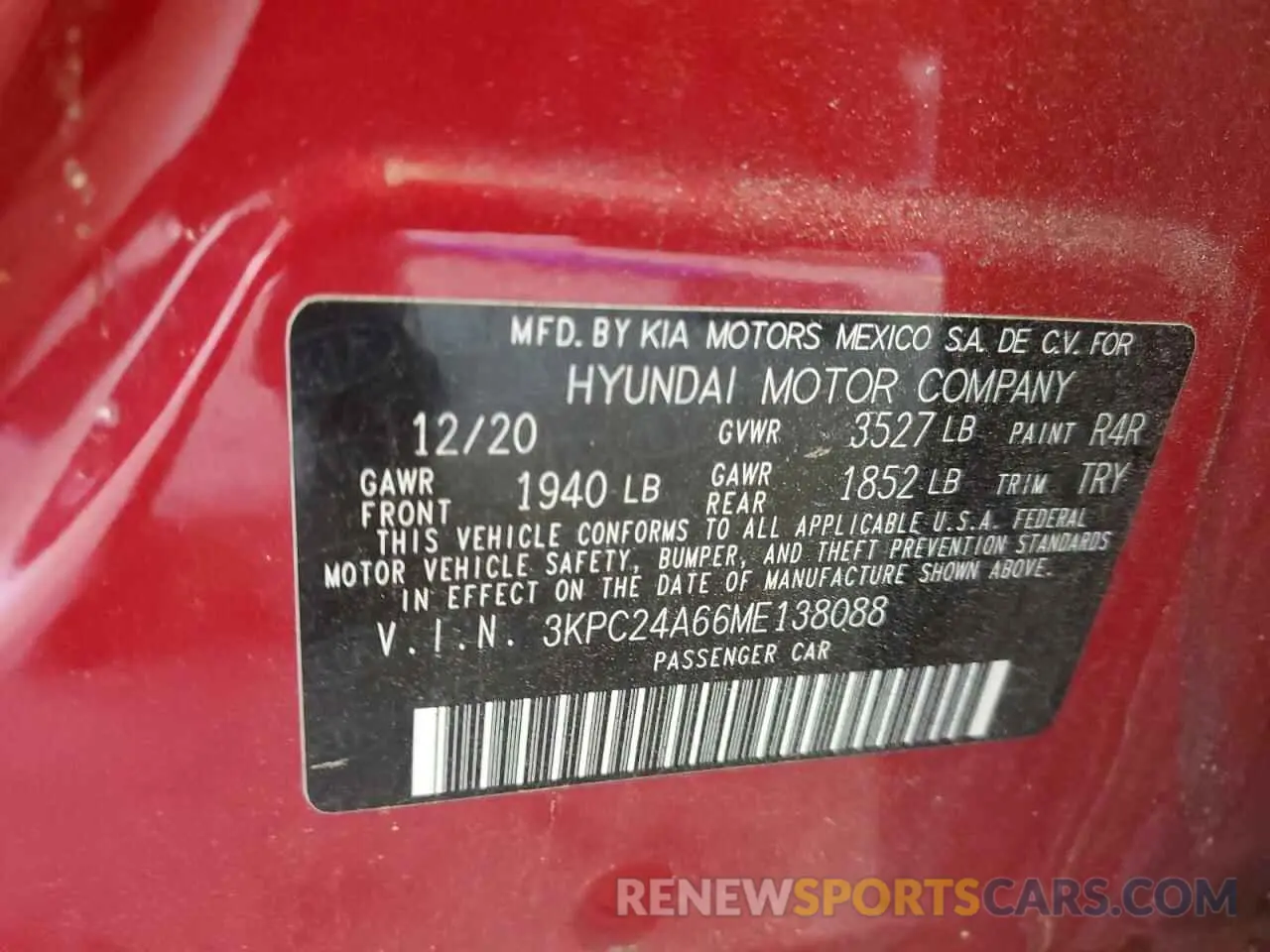 14 fotografías del automóvil dañado 3KPC24A66ME138088 HYUNDAI ACCENT 2021