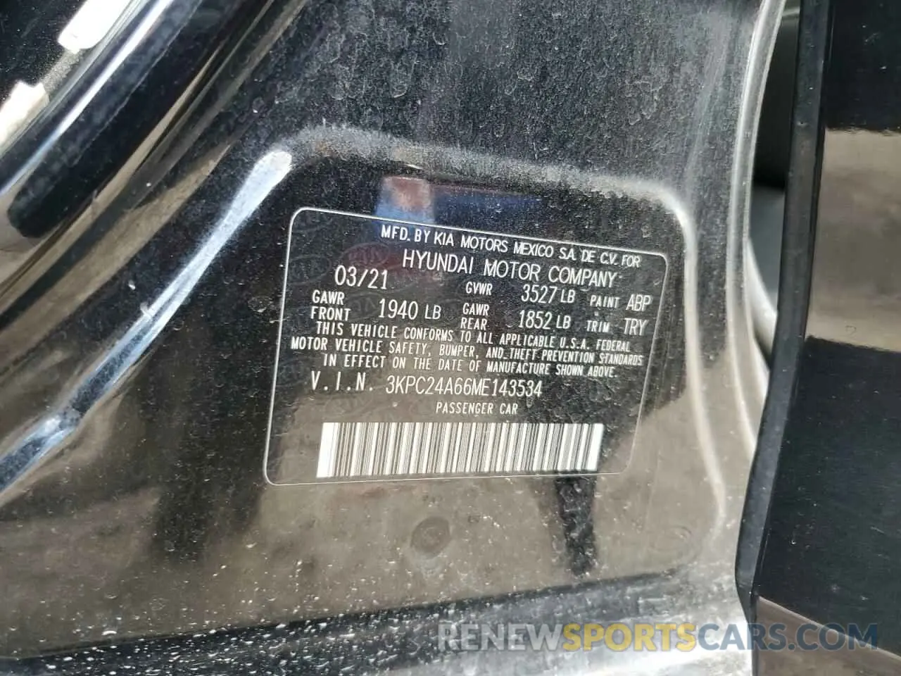 12 fotografías del automóvil dañado 3KPC24A66ME143534 HYUNDAI ACCENT 2021