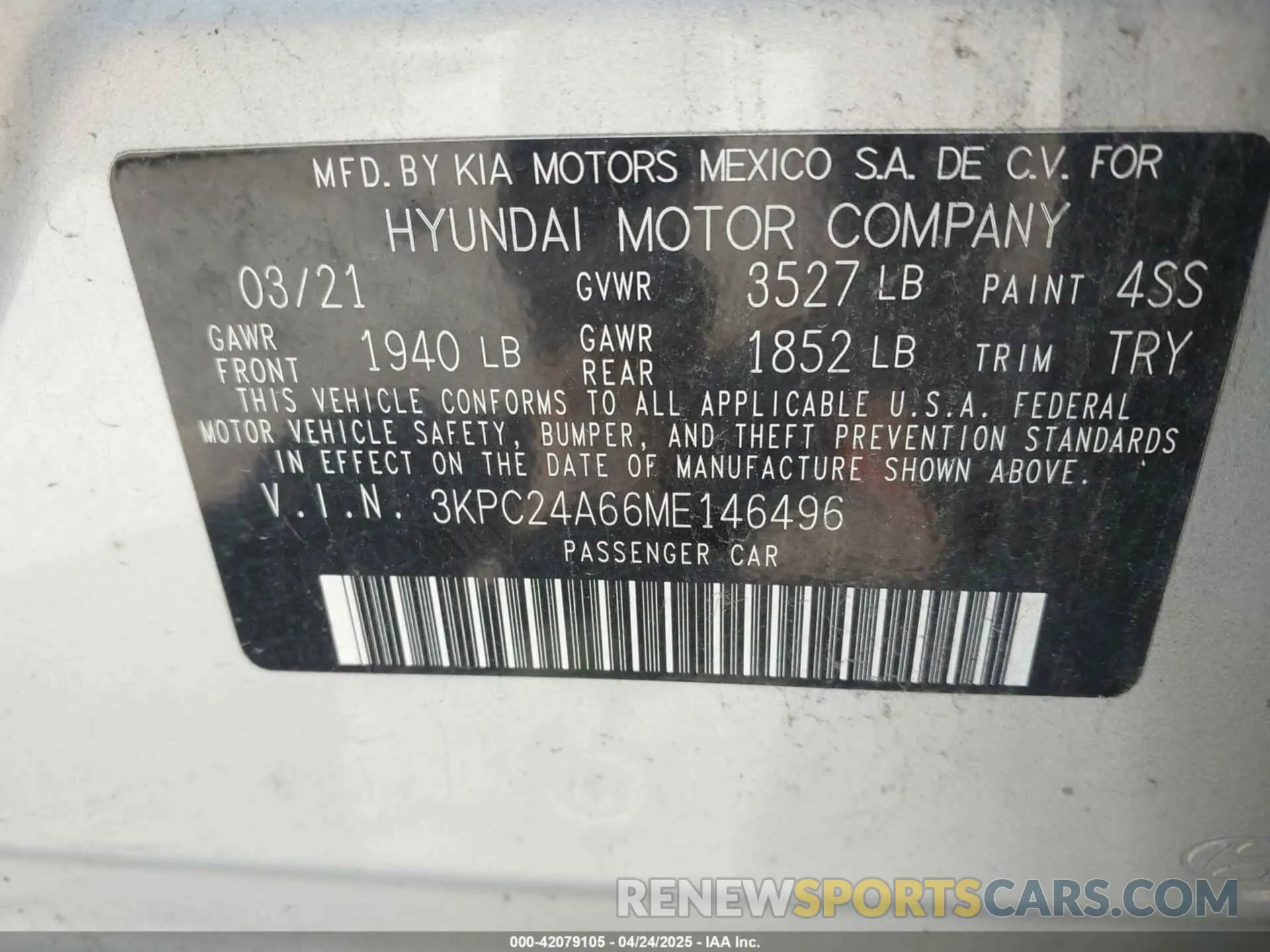 9 fotografías del automóvil dañado 3KPC24A66ME146496 HYUNDAI ACCENT 2021