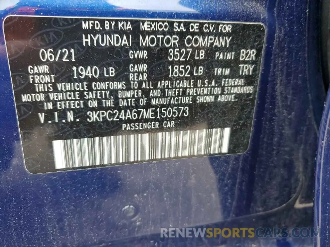12 fotografías del automóvil dañado 3KPC24A67ME150573 HYUNDAI ACCENT 2021