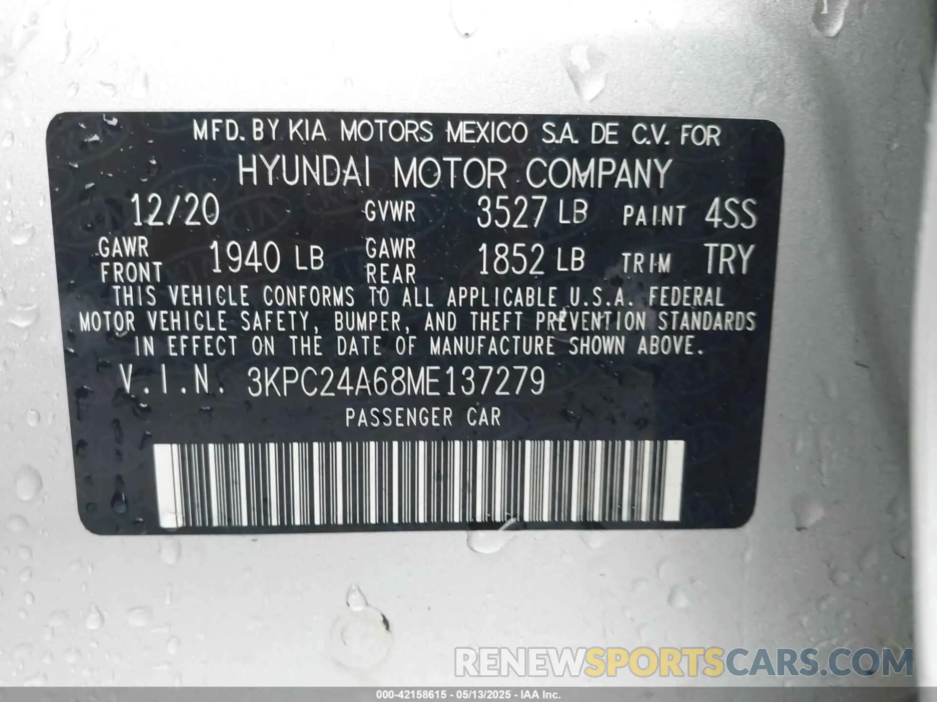 9 fotografías del automóvil dañado 3KPC24A68ME137279 HYUNDAI ACCENT 2021