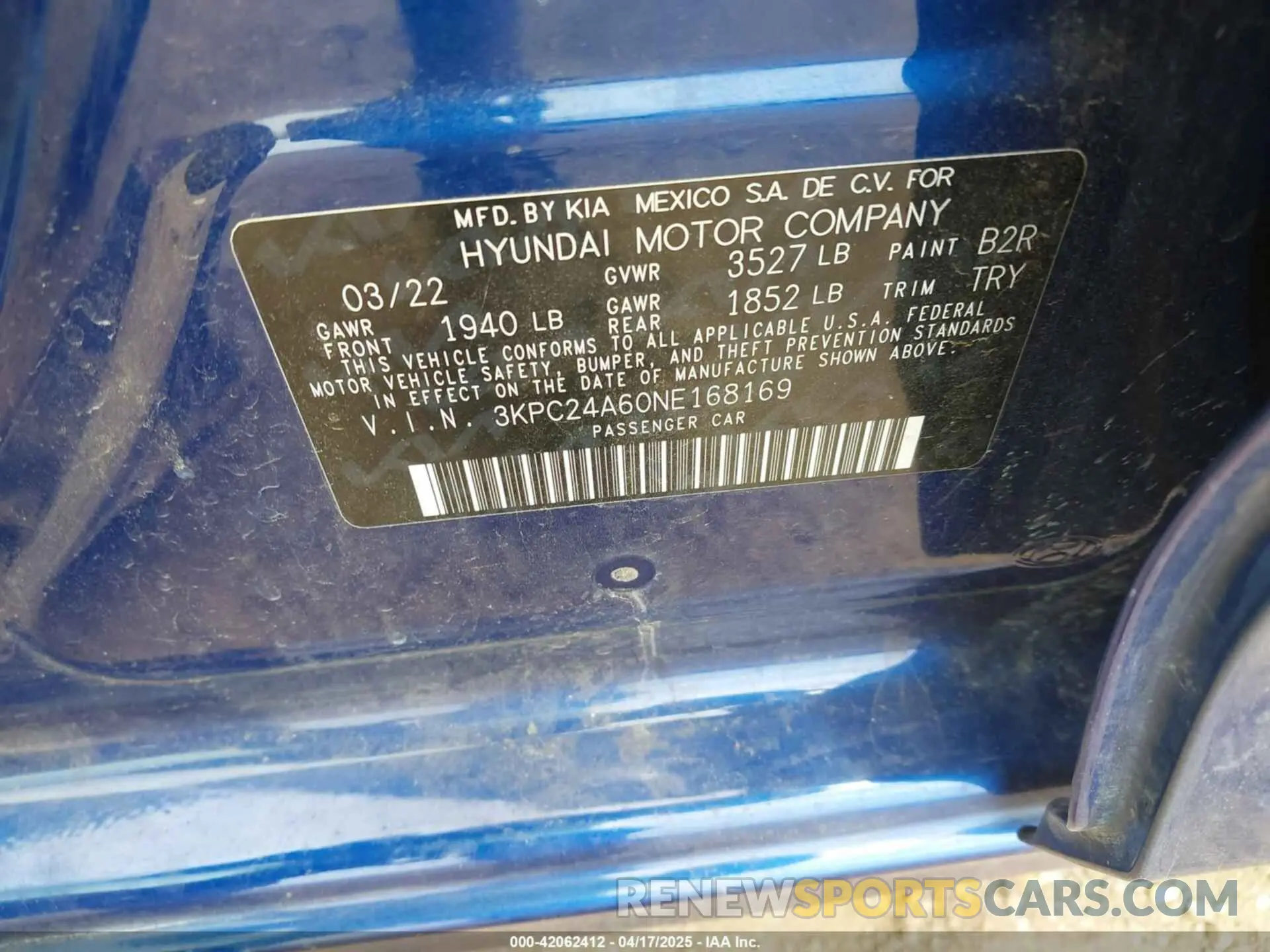 9 fotografías del automóvil dañado 3KPC24A60NE168169 HYUNDAI ACCENT 2022