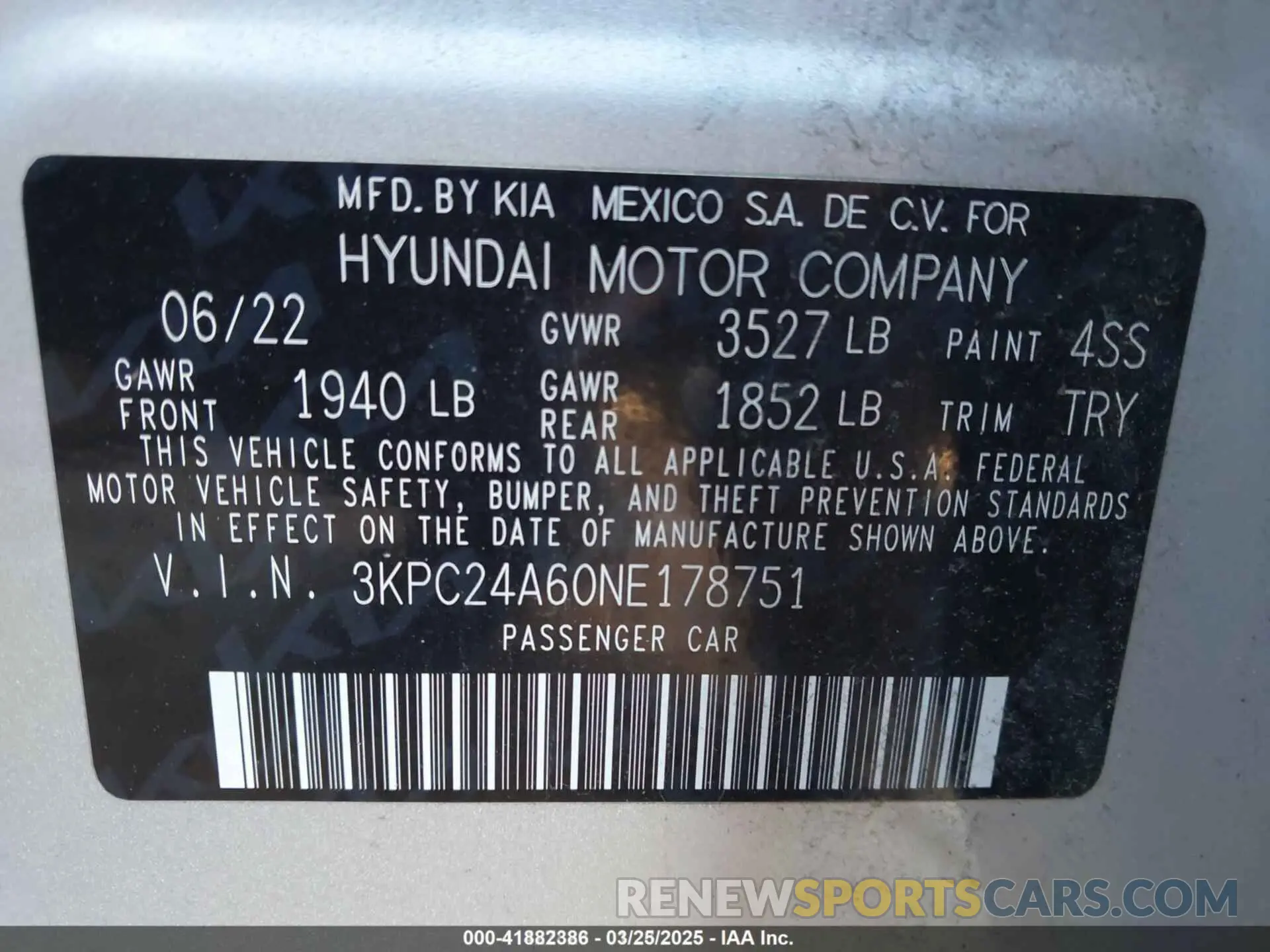 9 fotografías del automóvil dañado 3KPC24A60NE178751 HYUNDAI ACCENT 2022