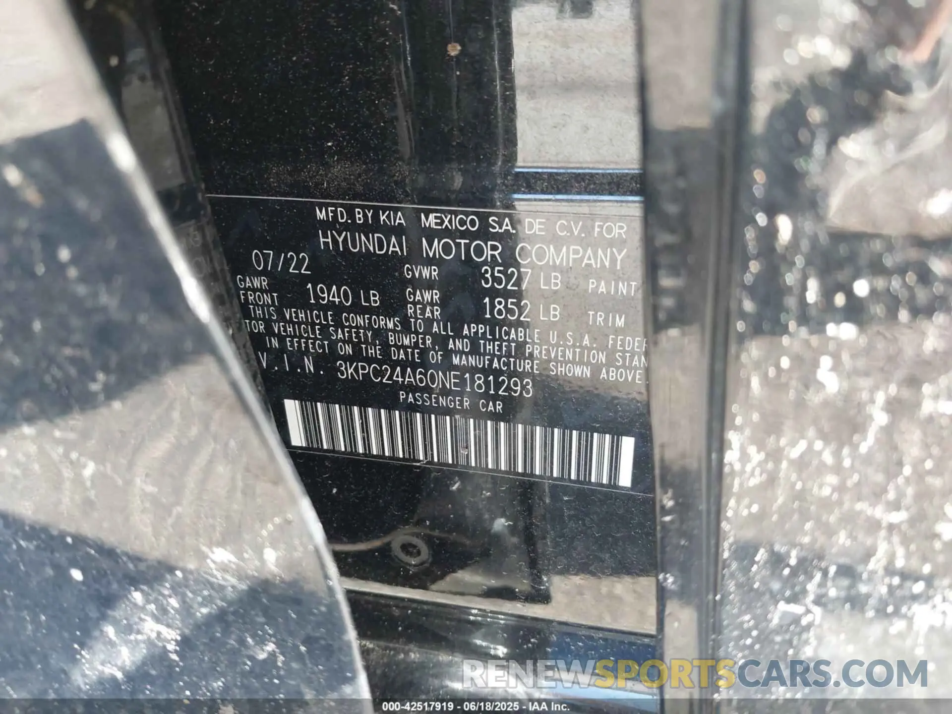 9 fotografías del automóvil dañado 3KPC24A60NE181293 HYUNDAI ACCENT 2022