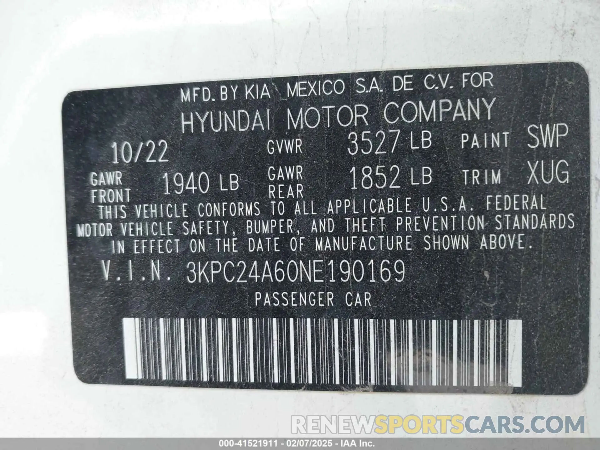 9 fotografías del automóvil dañado 3KPC24A60NE190169 HYUNDAI ACCENT 2022