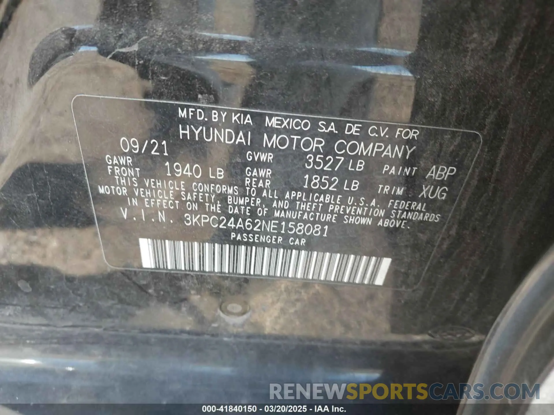 9 fotografías del automóvil dañado 3KPC24A62NE158081 HYUNDAI ACCENT 2022