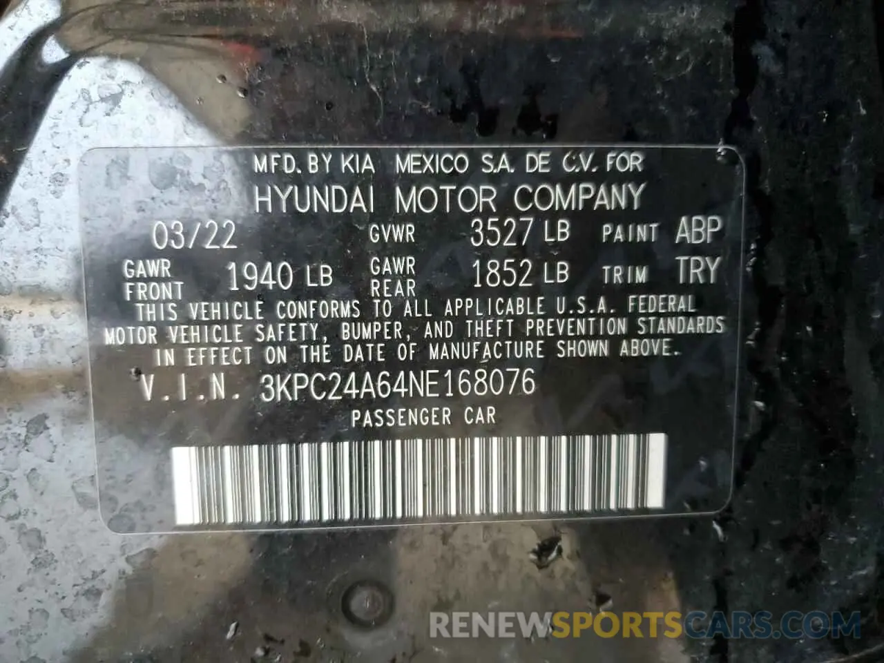 14 fotografías del automóvil dañado 3KPC24A64NE168076 HYUNDAI ACCENT 2022