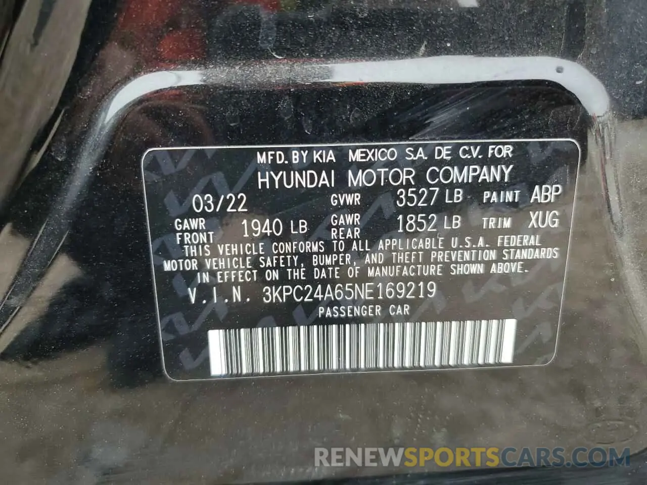 13 fotografías del automóvil dañado 3KPC24A65NE169219 HYUNDAI ACCENT 2022