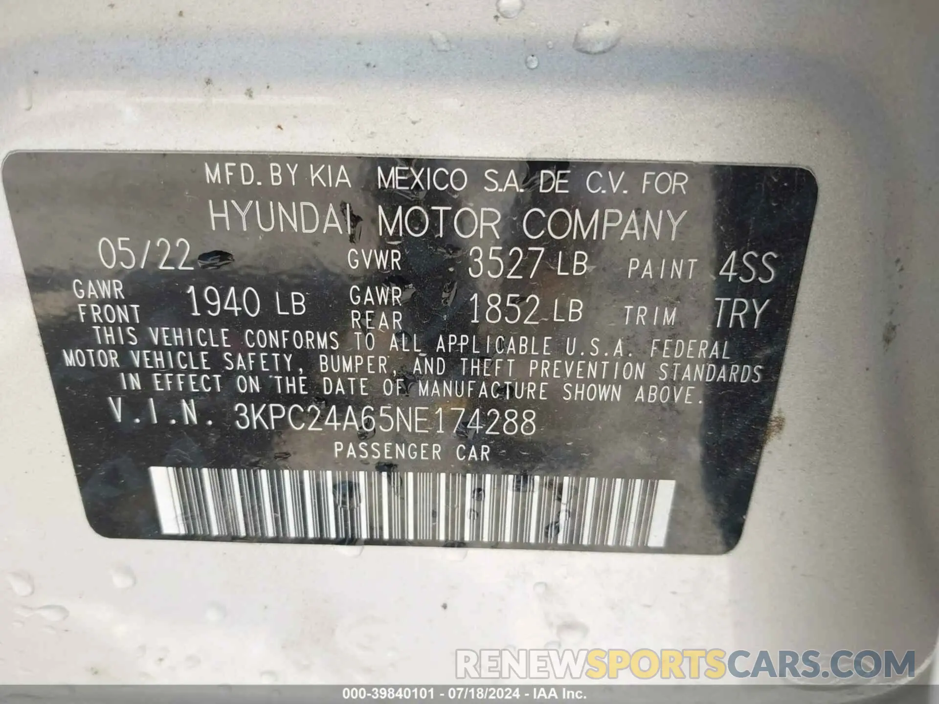 9 fotografías del automóvil dañado 3KPC24A65NE174288 HYUNDAI ACCENT 2022