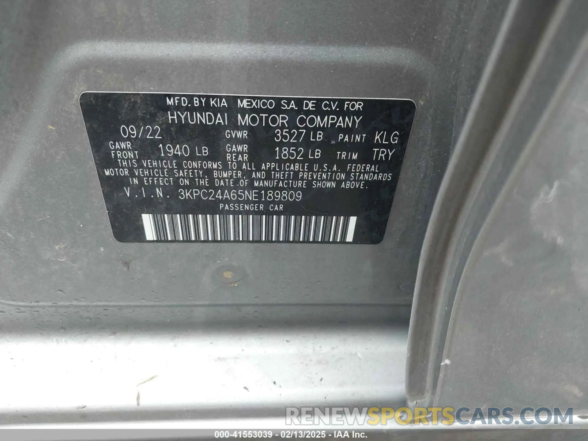 9 fotografías del automóvil dañado 3KPC24A65NE189809 HYUNDAI ACCENT 2022