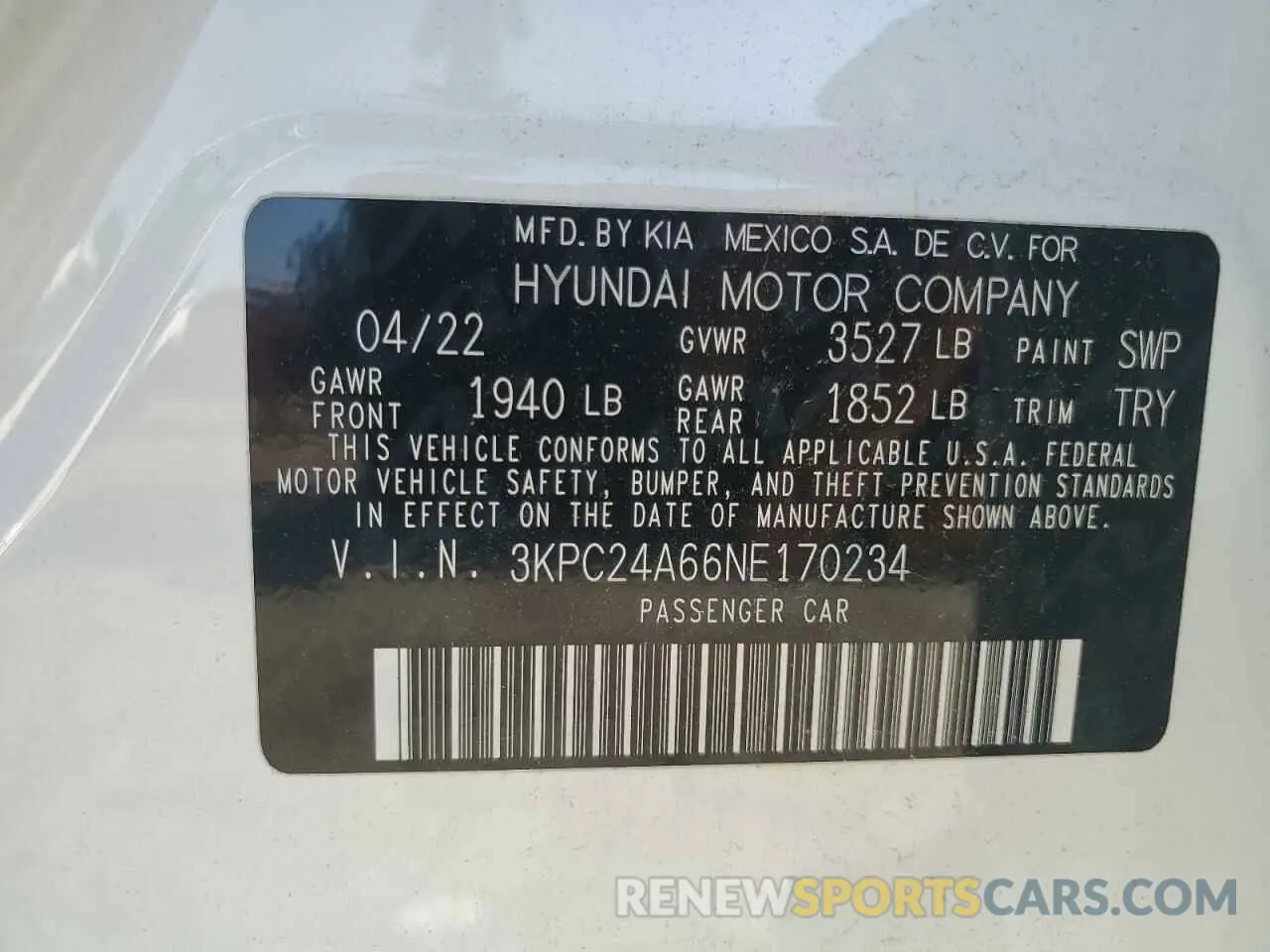12 fotografías del automóvil dañado 3KPC24A66NE170234 HYUNDAI ACCENT 2022