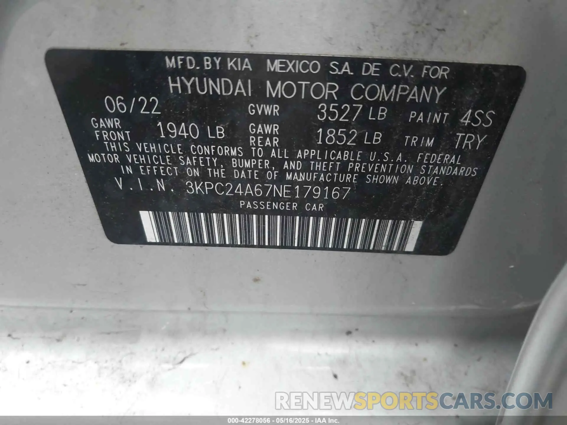 9 fotografías del automóvil dañado 3KPC24A67NE179167 HYUNDAI ACCENT 2022