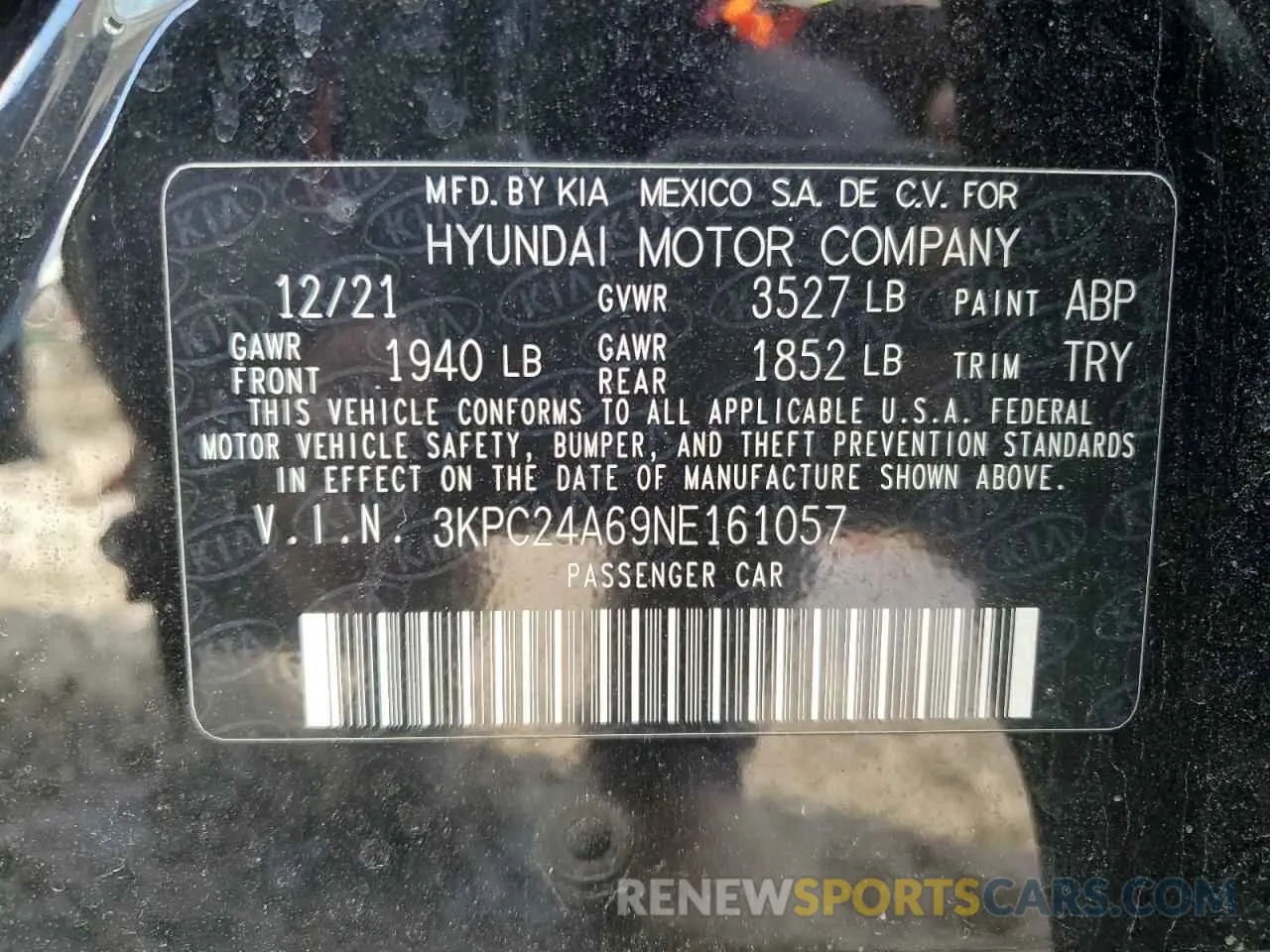 12 fotografías del automóvil dañado 3KPC24A69NE161057 HYUNDAI ACCENT 2022