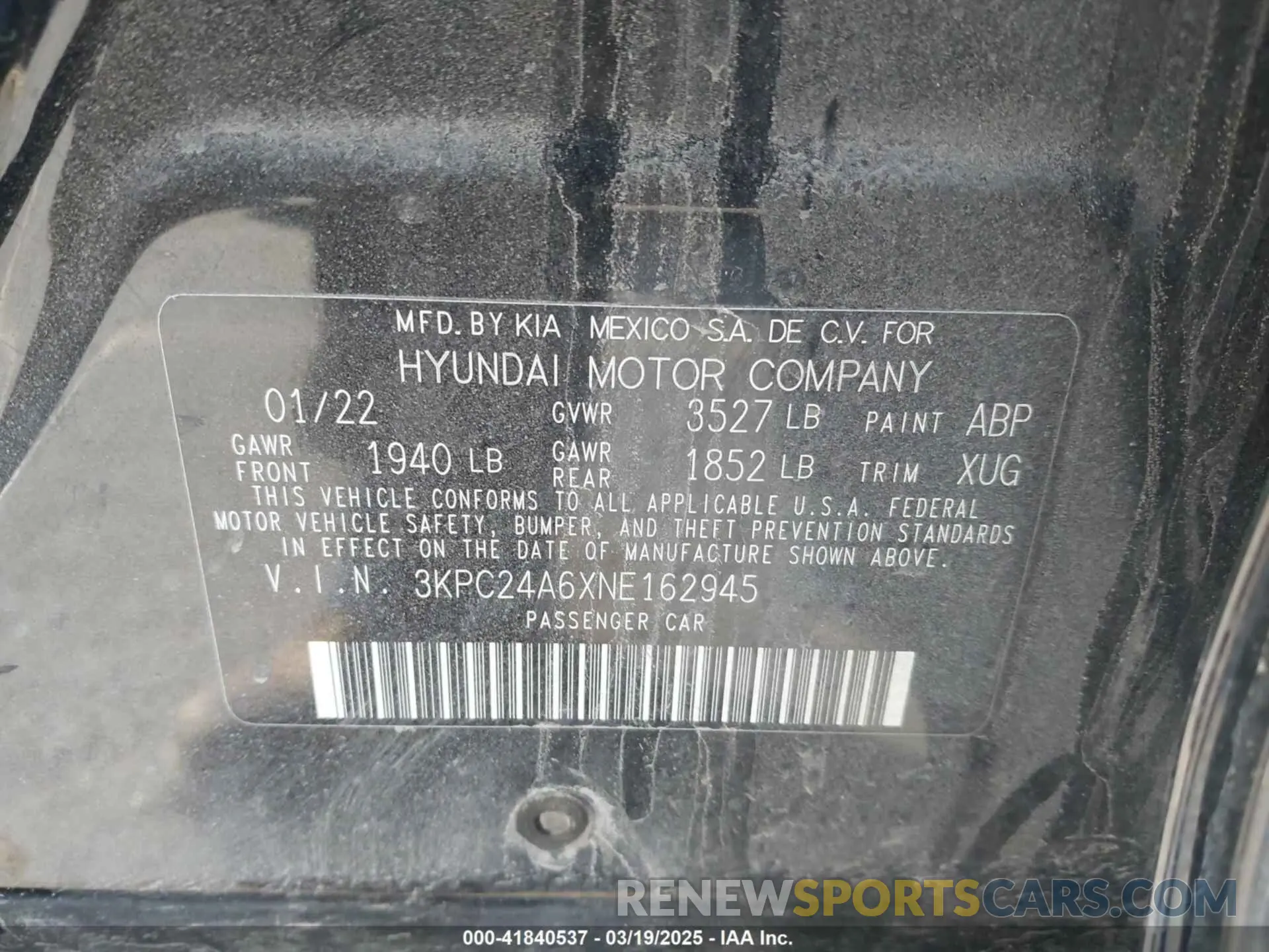 9 fotografías del automóvil dañado 3KPC24A6XNE162945 HYUNDAI ACCENT 2022