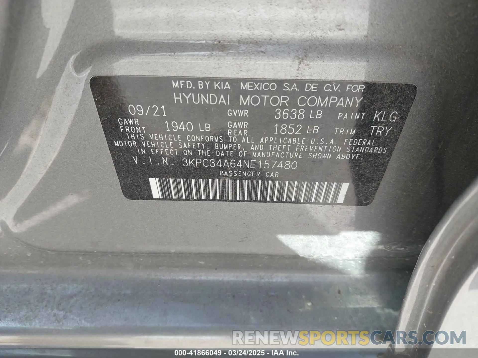 9 fotografías del automóvil dañado 3KPC34A64NE157480 HYUNDAI ACCENT 2022