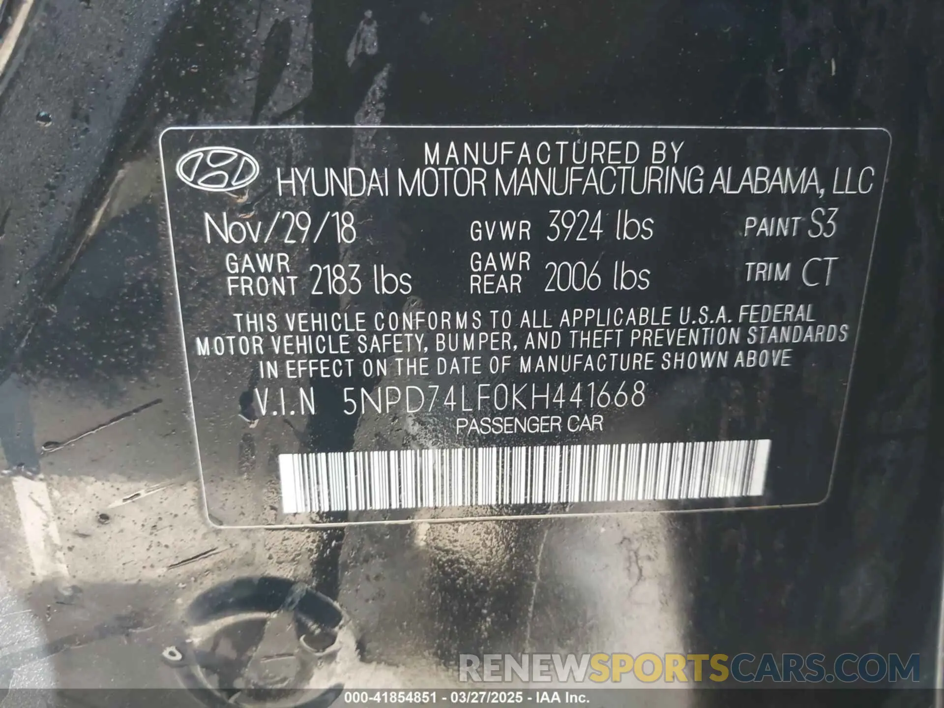 9 fotografías del automóvil dañado 5NPD74LF0KH441668 HYUNDAI ELANTRA 2019