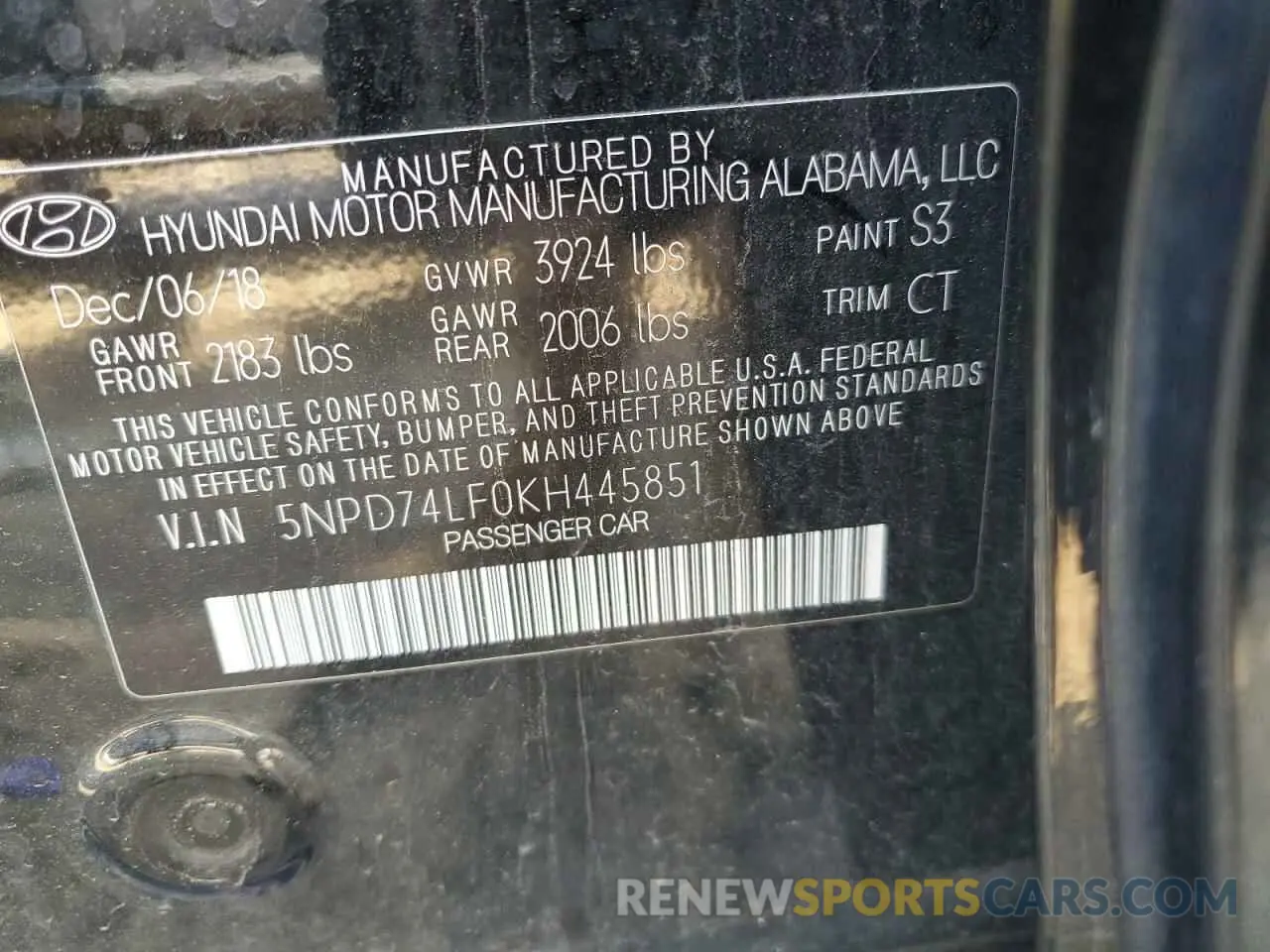 13 fotografías del automóvil dañado 5NPD74LF0KH445851 HYUNDAI ELANTRA 2019
