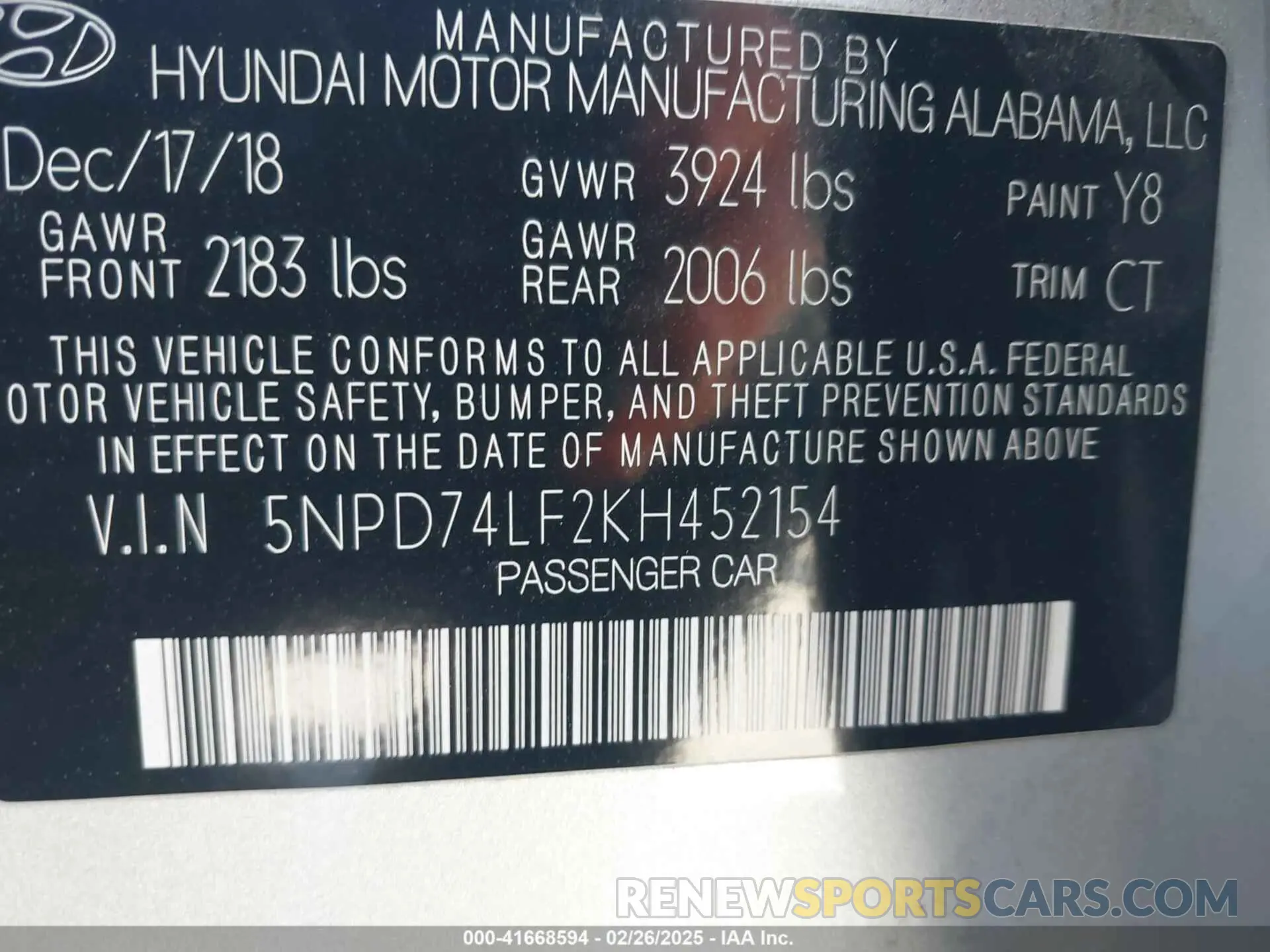 9 fotografías del automóvil dañado 5NPD74LF2KH452154 HYUNDAI ELANTRA 2019