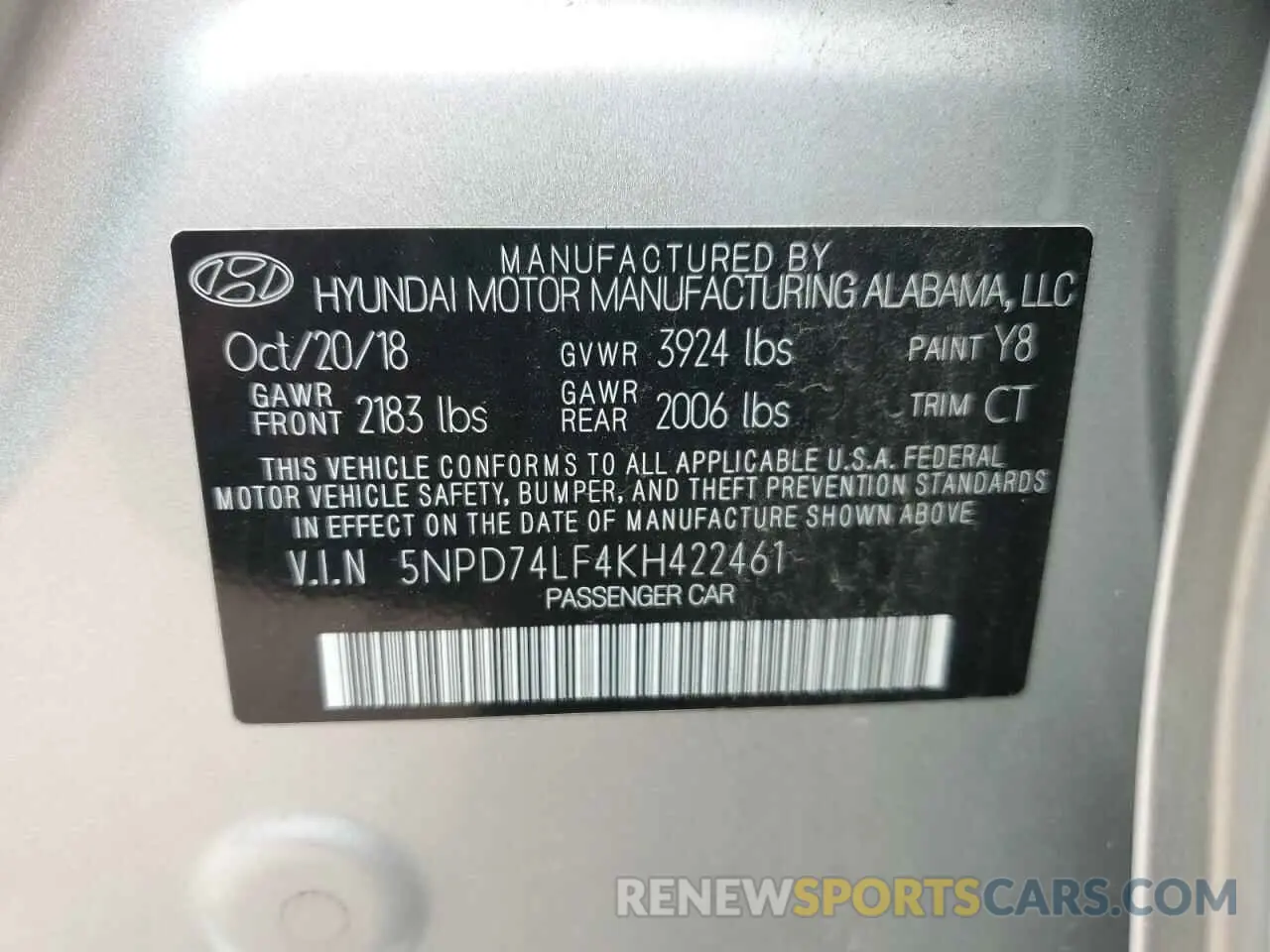 14 fotografías del automóvil dañado 5NPD74LF4KH422461 HYUNDAI ELANTRA 2019